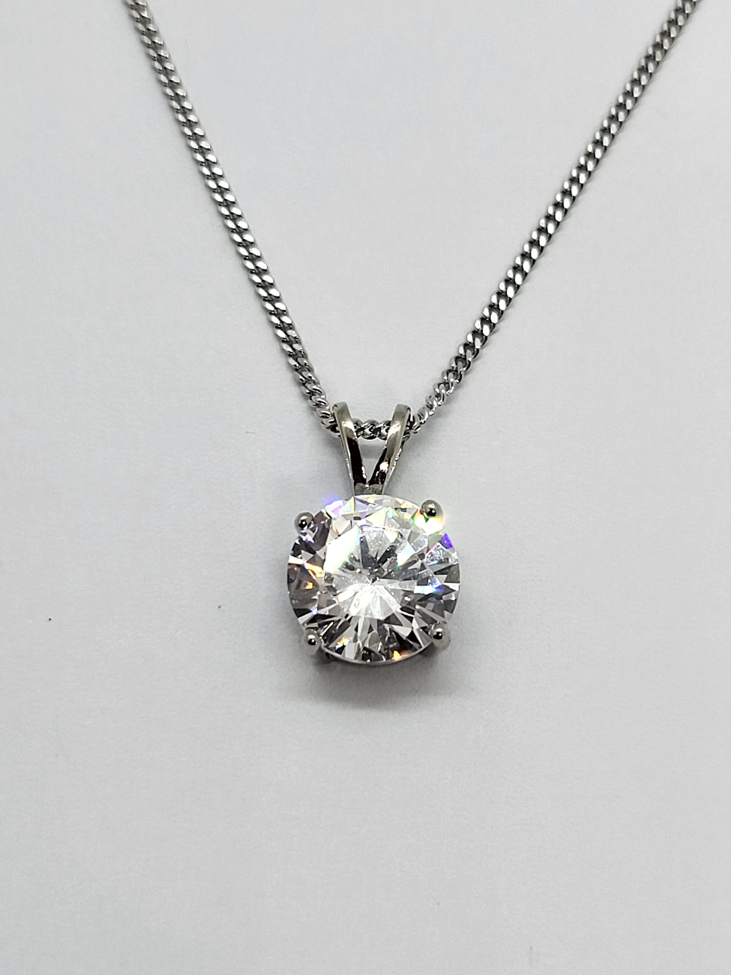Silver CZ Solitaire Pendant
