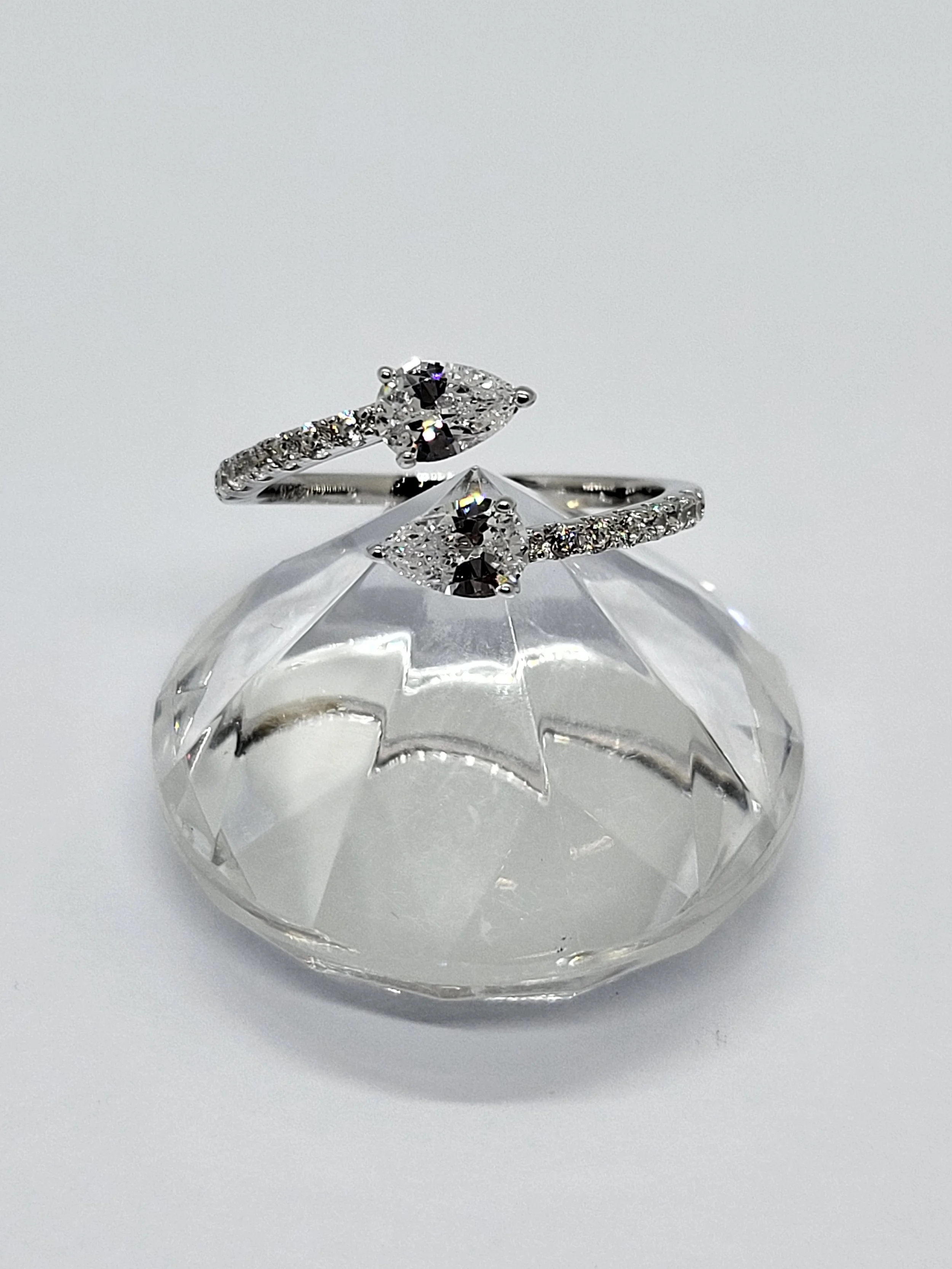 Silver CZ Cross Over Ring