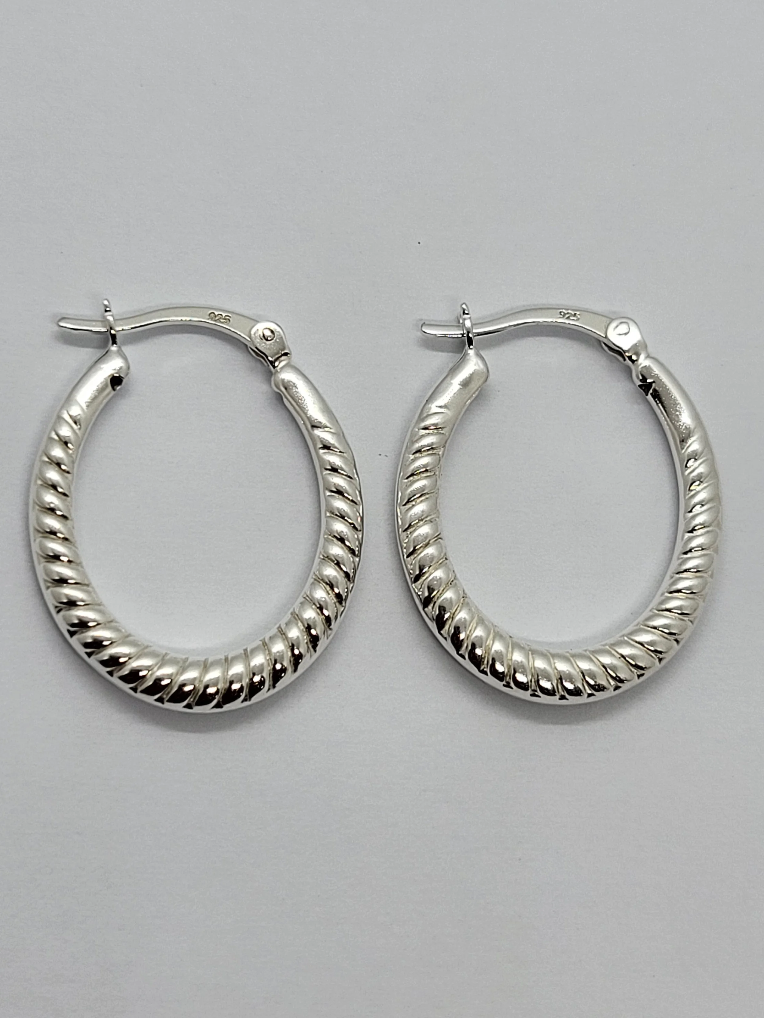 Silver Ribbed Hoop Earrings