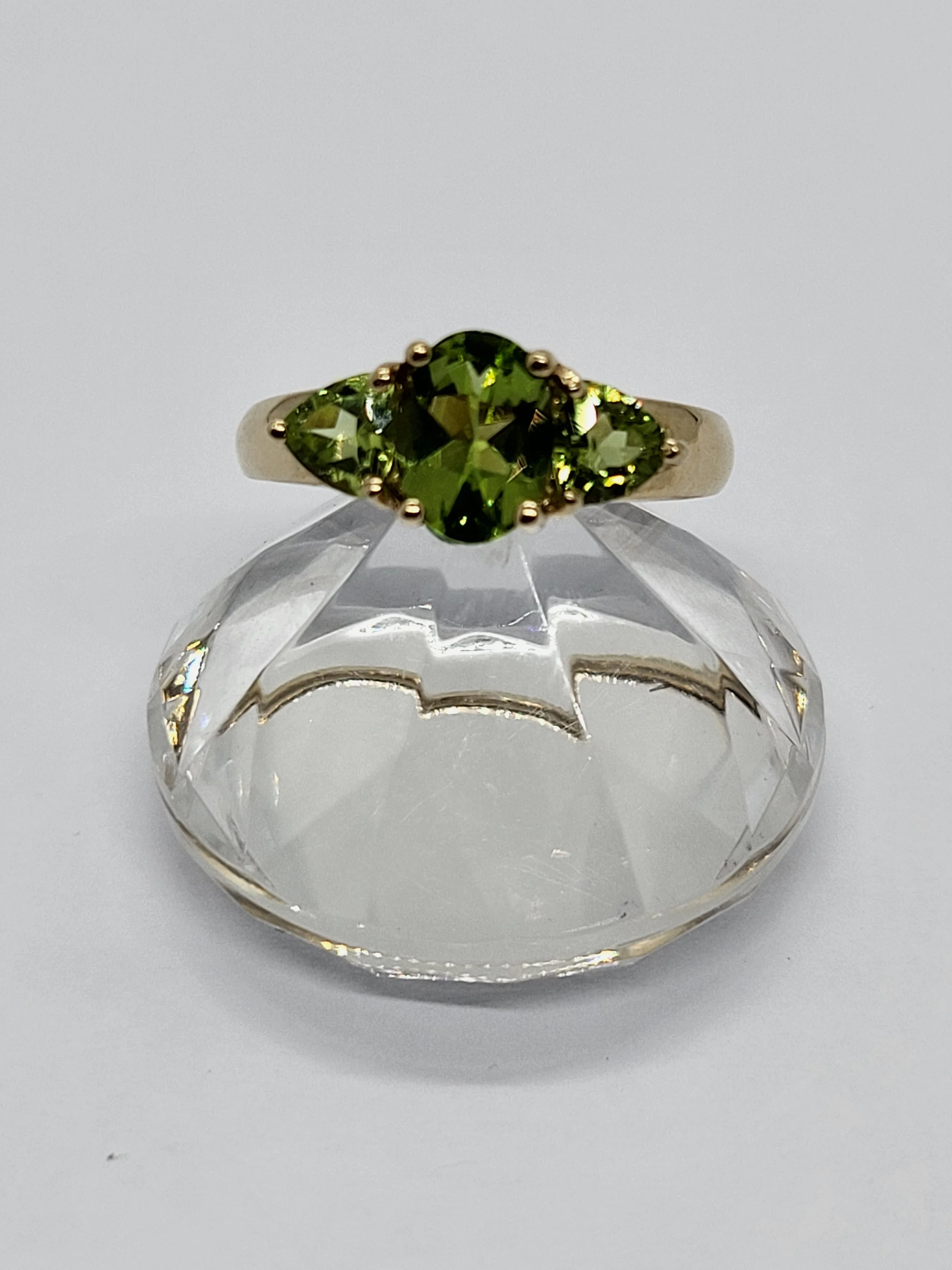 Gold Green 3 Stone Ring