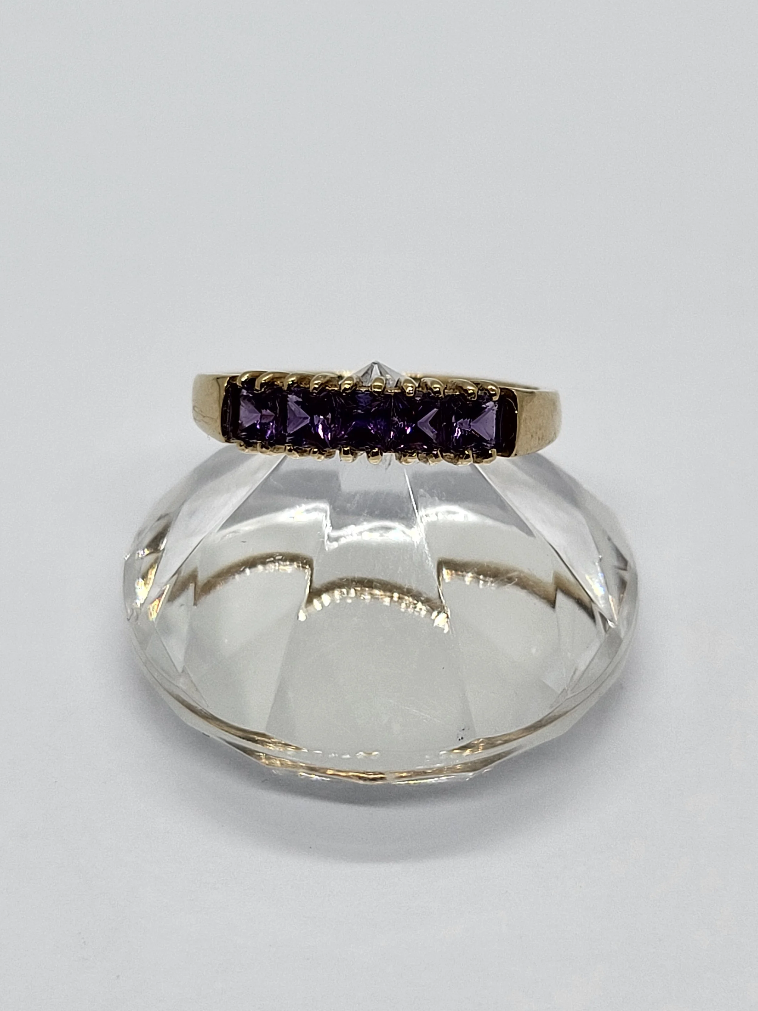 Gold Purple 5 Stone Ring