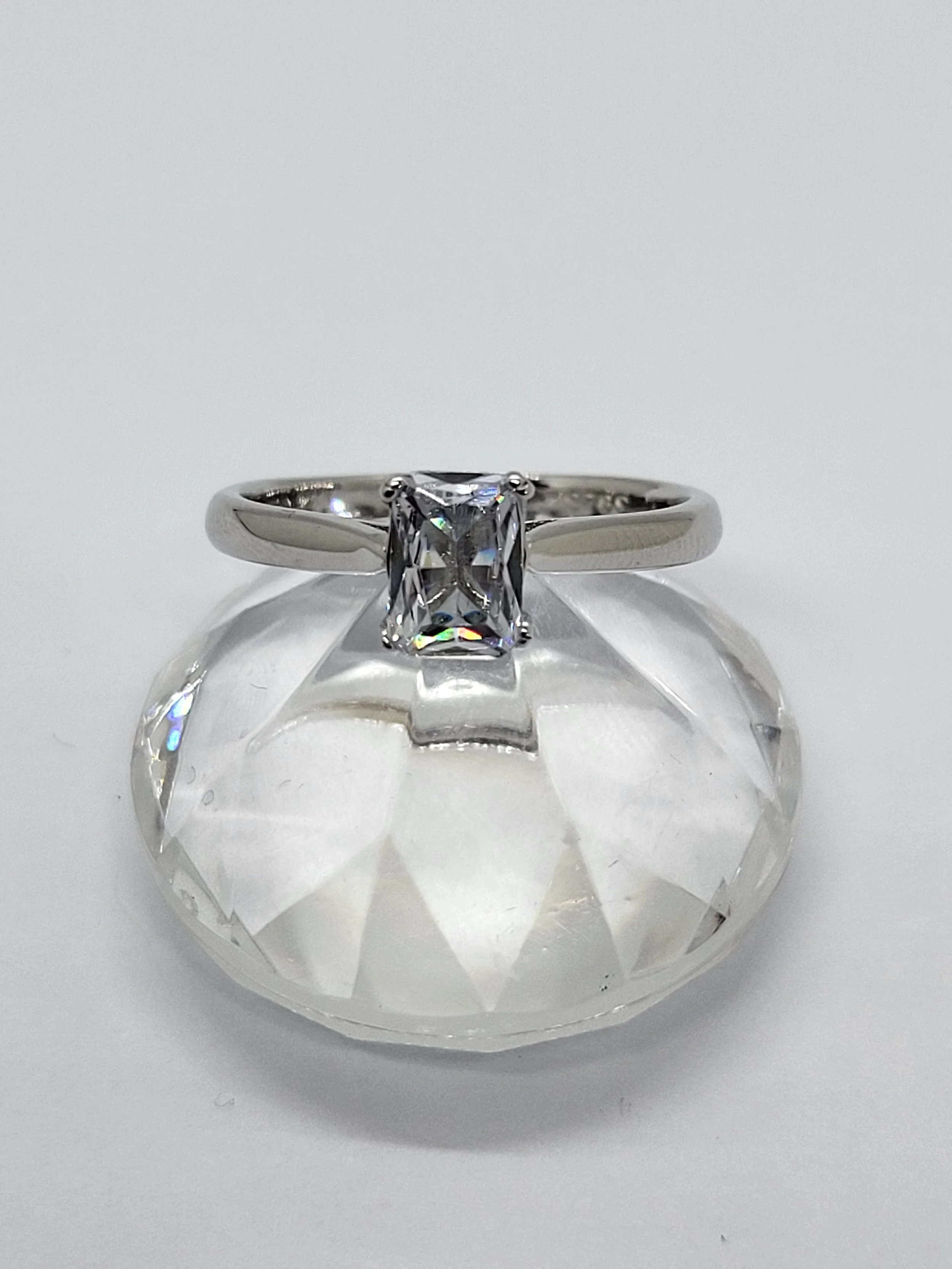 Silver CZ Solitaire Ring