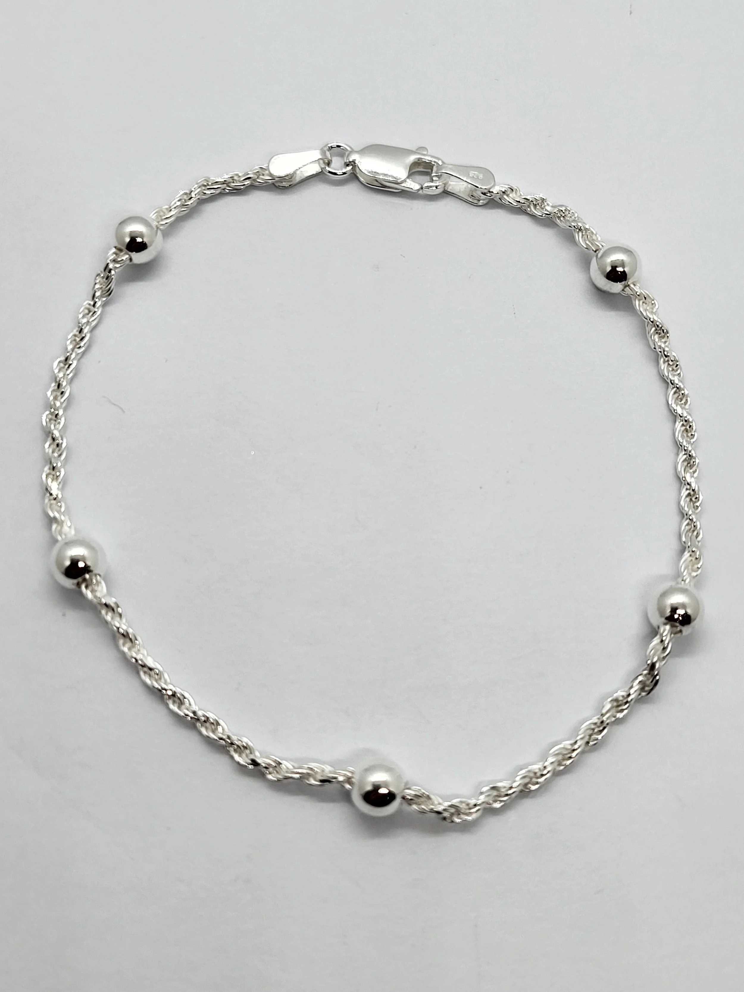 Silver Rope & Ball Bracelet