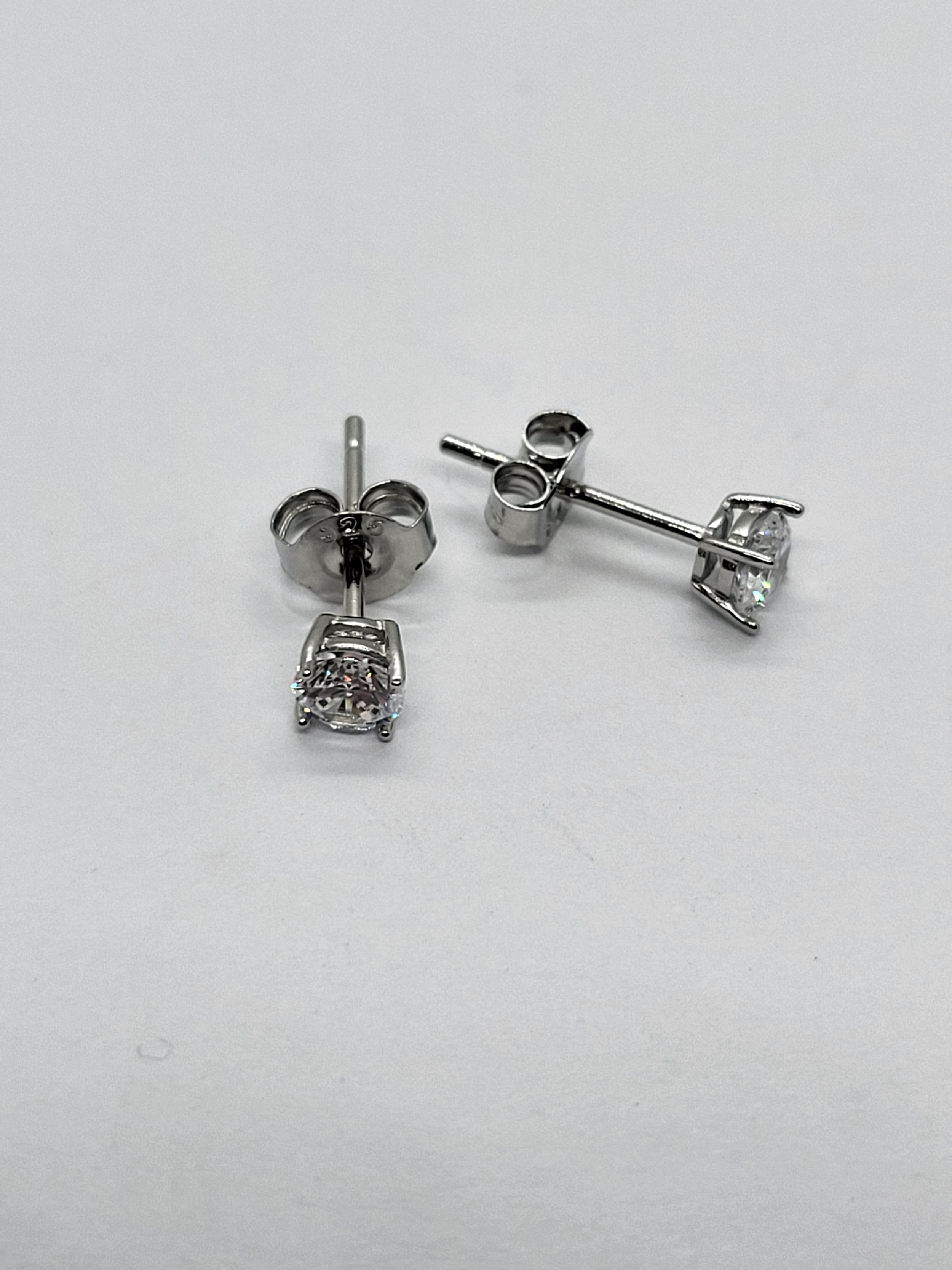 Silver CZ Stud Earrings