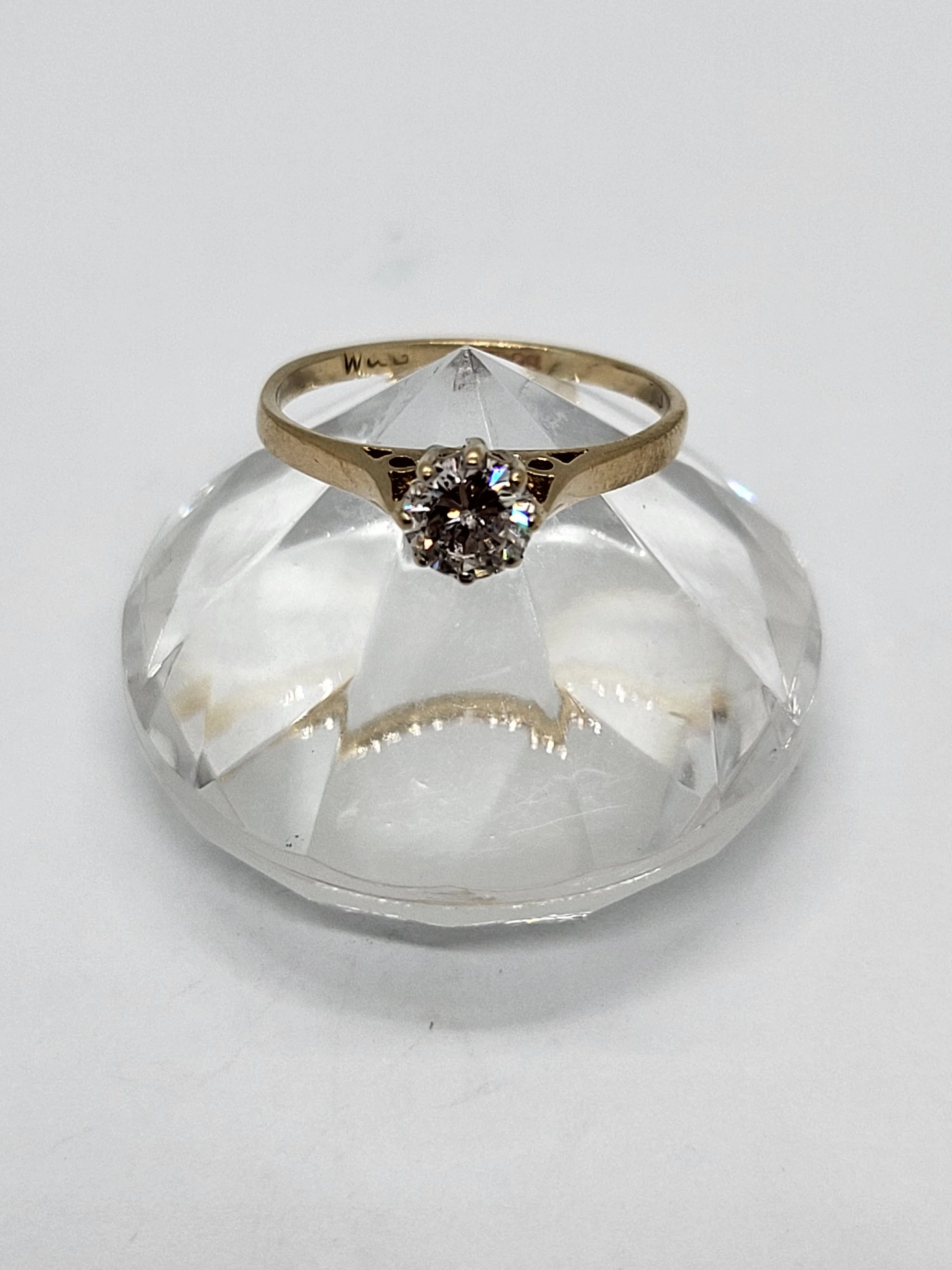 Gold CZ Single Stone Ring