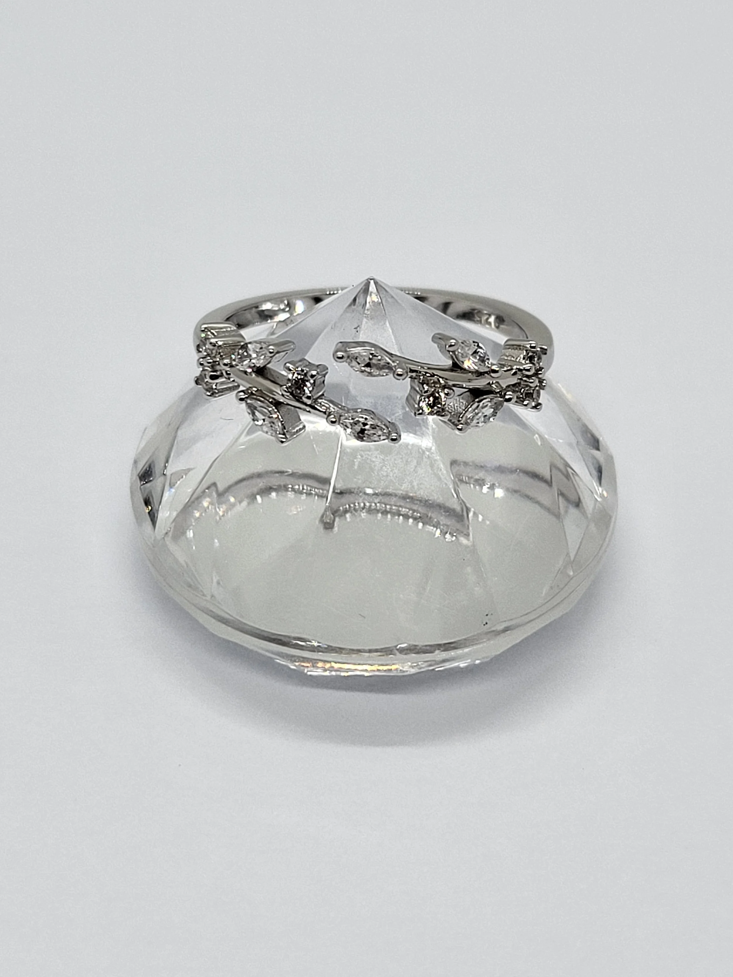 Silver CZ Cross Over Ring