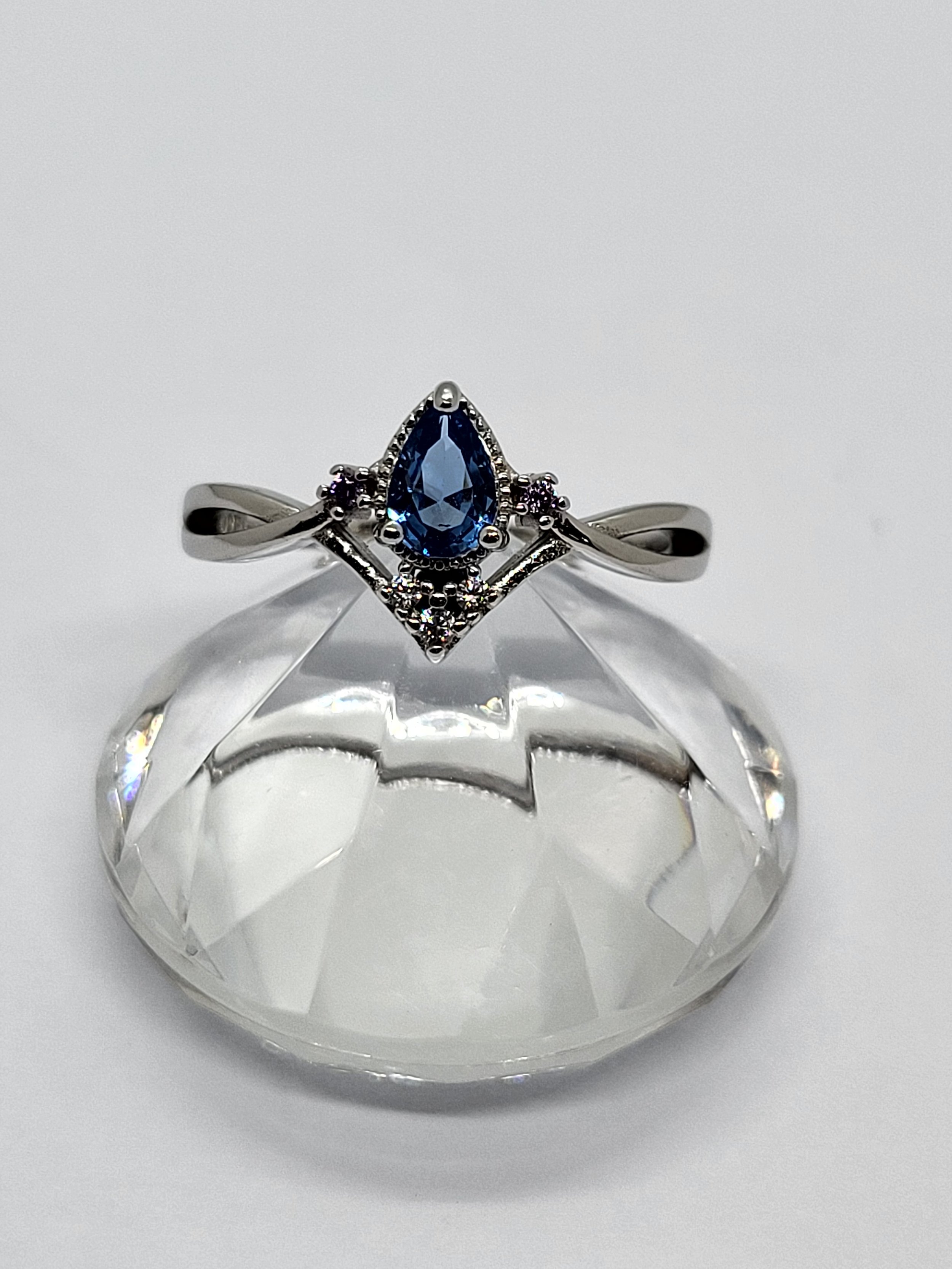 Silver Blue CZ Ring