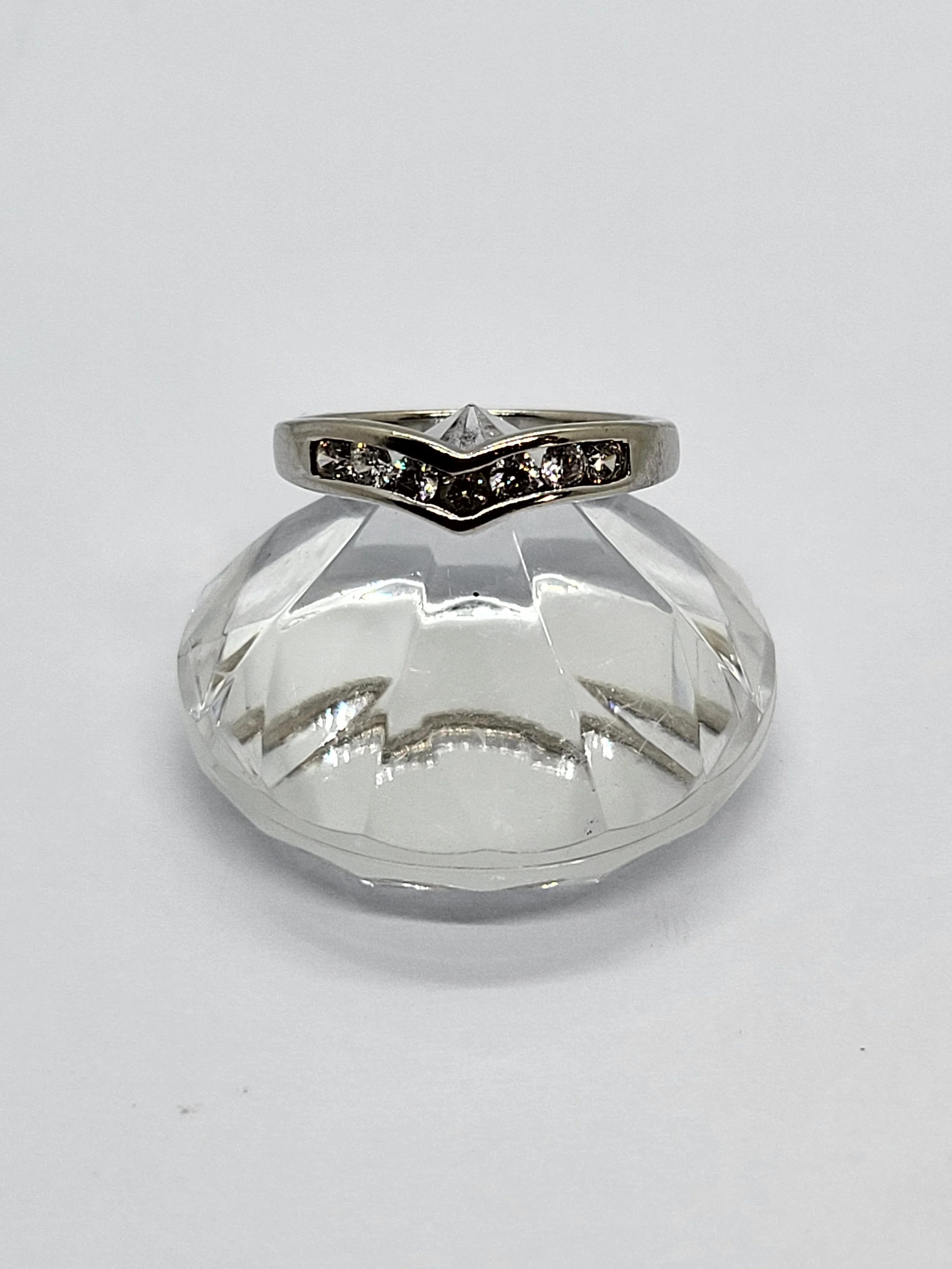 White Gold CZ Wishbone Ring