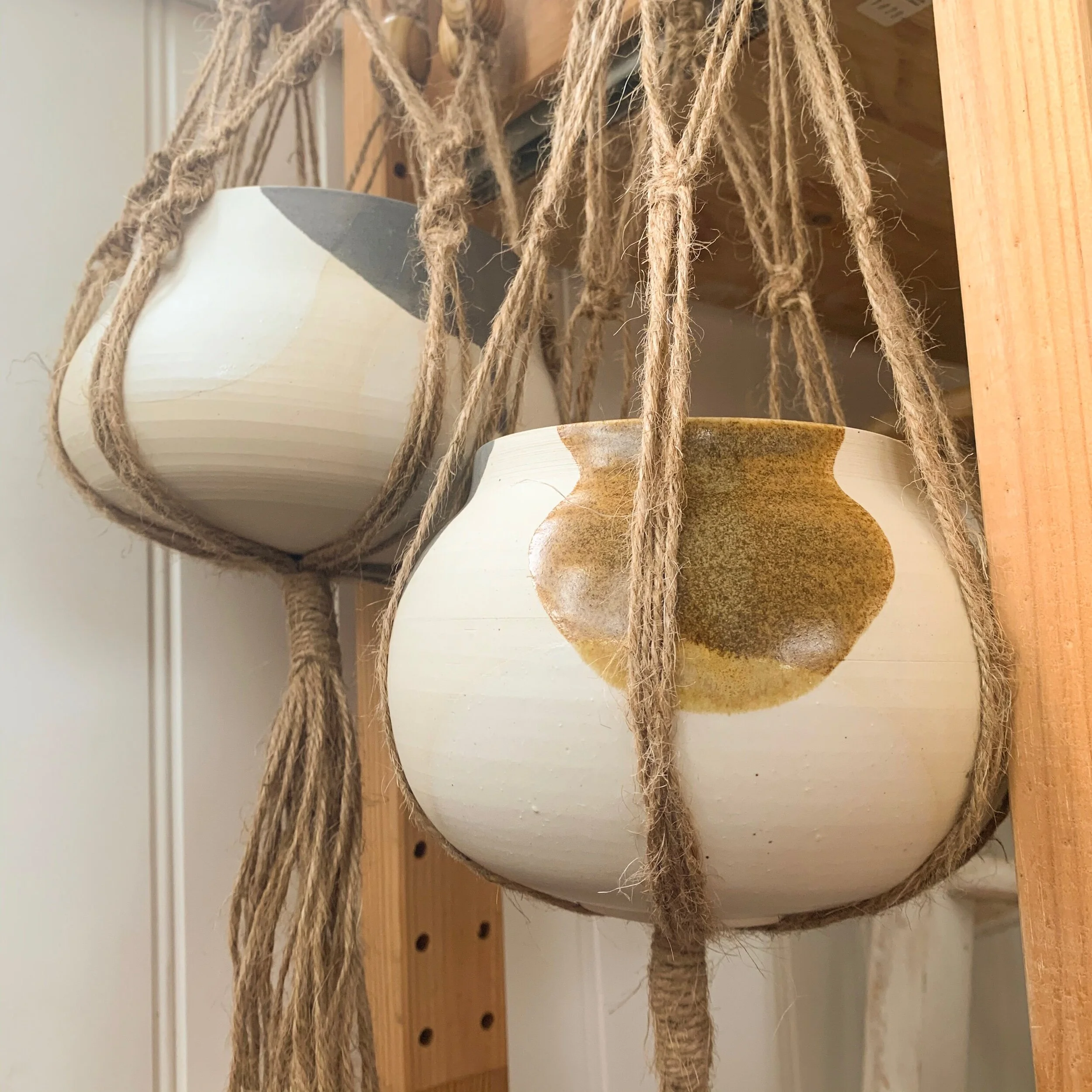Image of hanging pots in jute twine