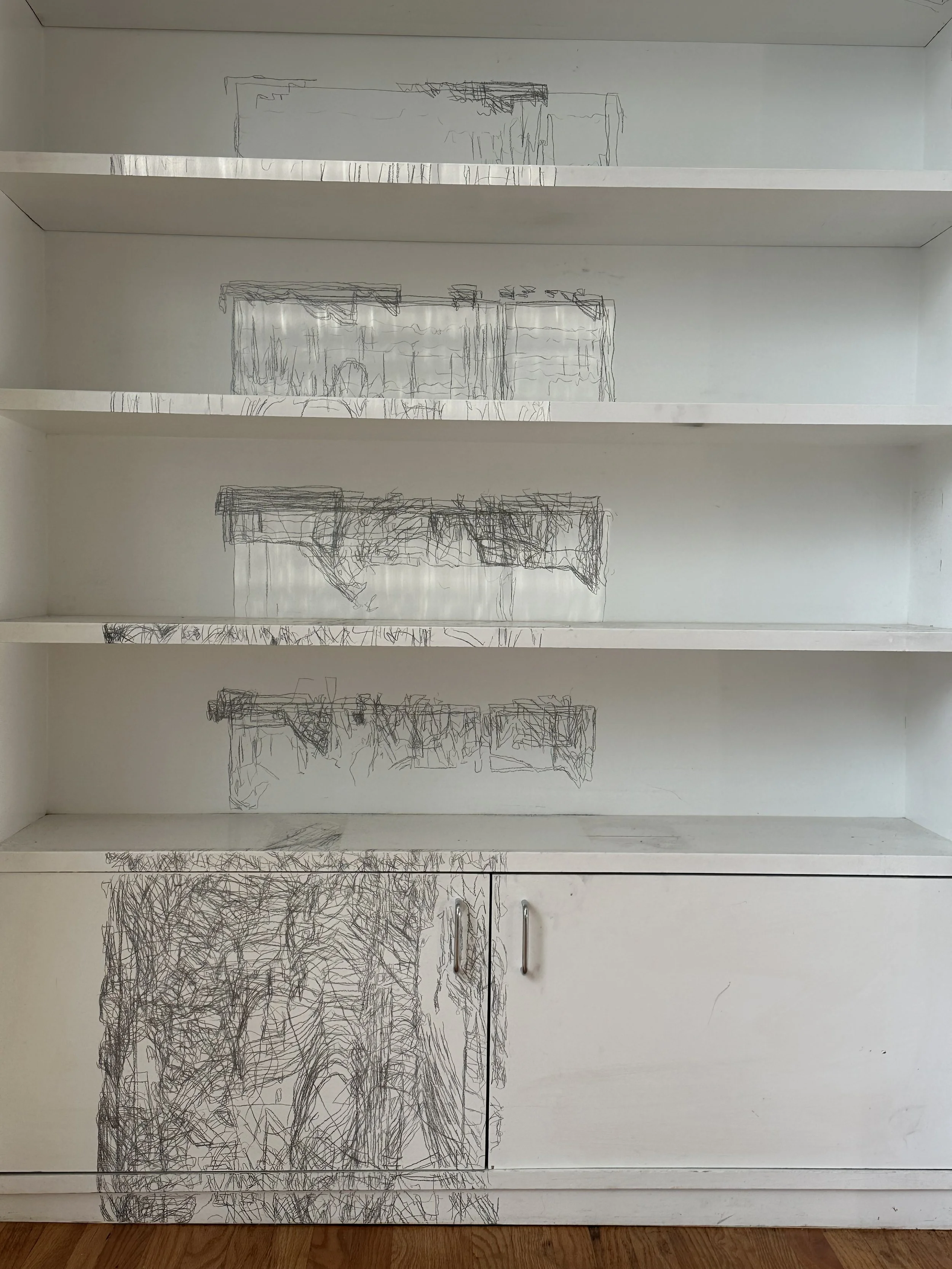 I close my eyes - Only for a moment - And the moment's gone, 2025, Graphite on architectural surfaces, Dimensions variable