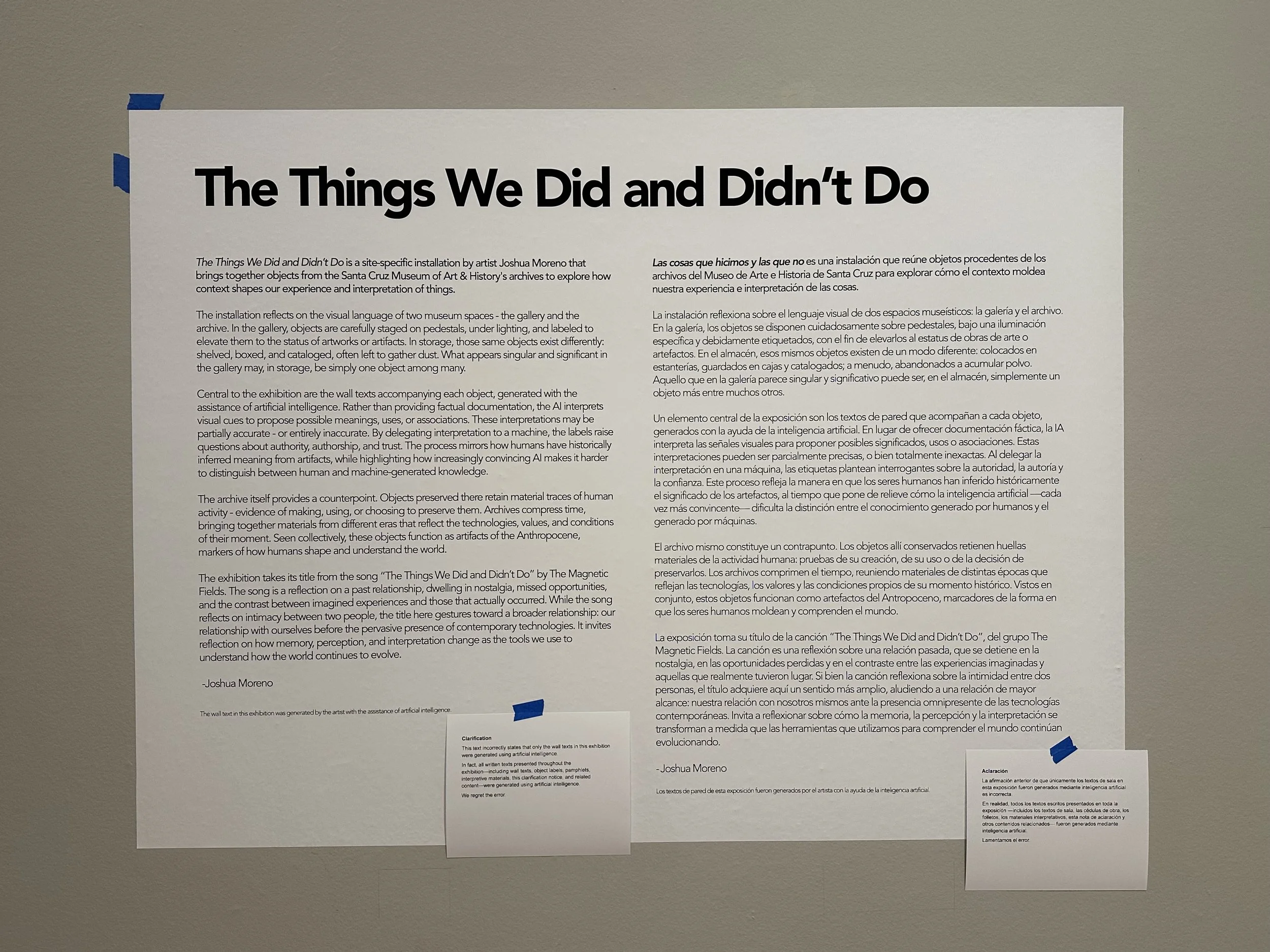 The Things We Did & Didn't Do, 2026, Archives from the Santa Cruz Museum of Art & History, found objects, 900 sq ft. 