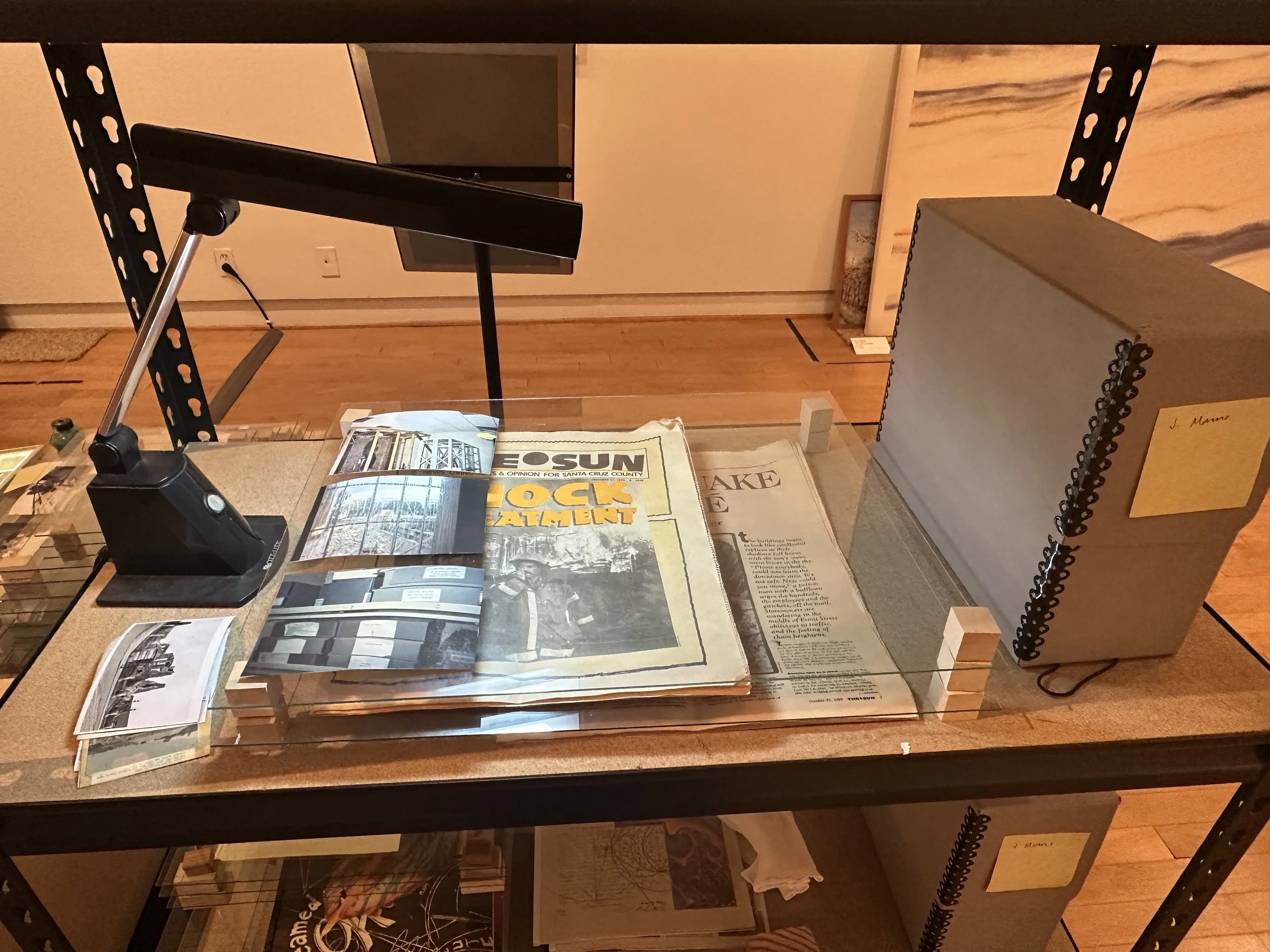 The Things We Did & Didn't Do, 2026, Archives from the Santa Cruz Museum of Art & History, found objects, 900 sq ft. 