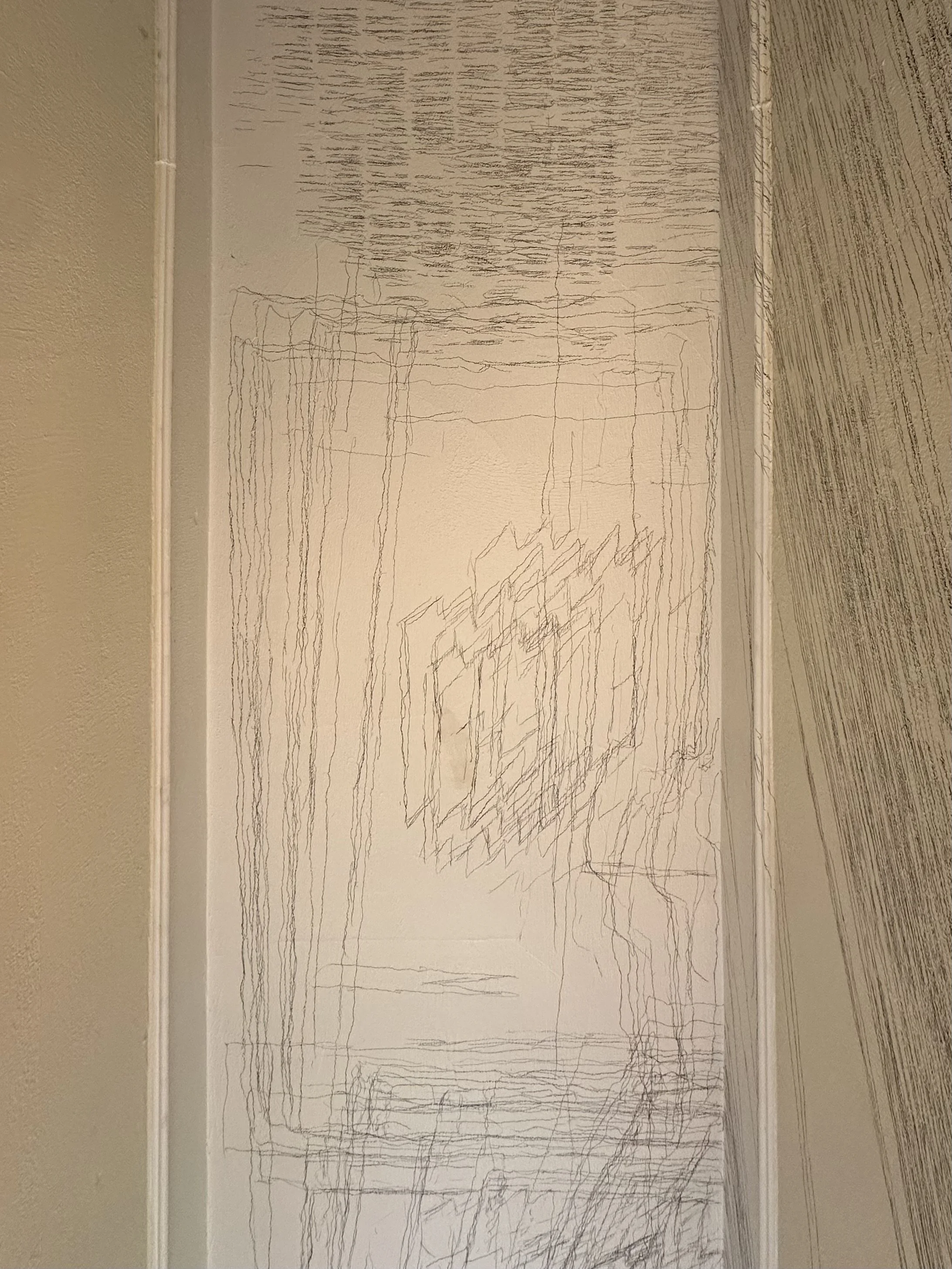 I close my eyes - Only for a moment - And the moment's gone, 2025, Graphite on architectural surfaces, Dimensions variable