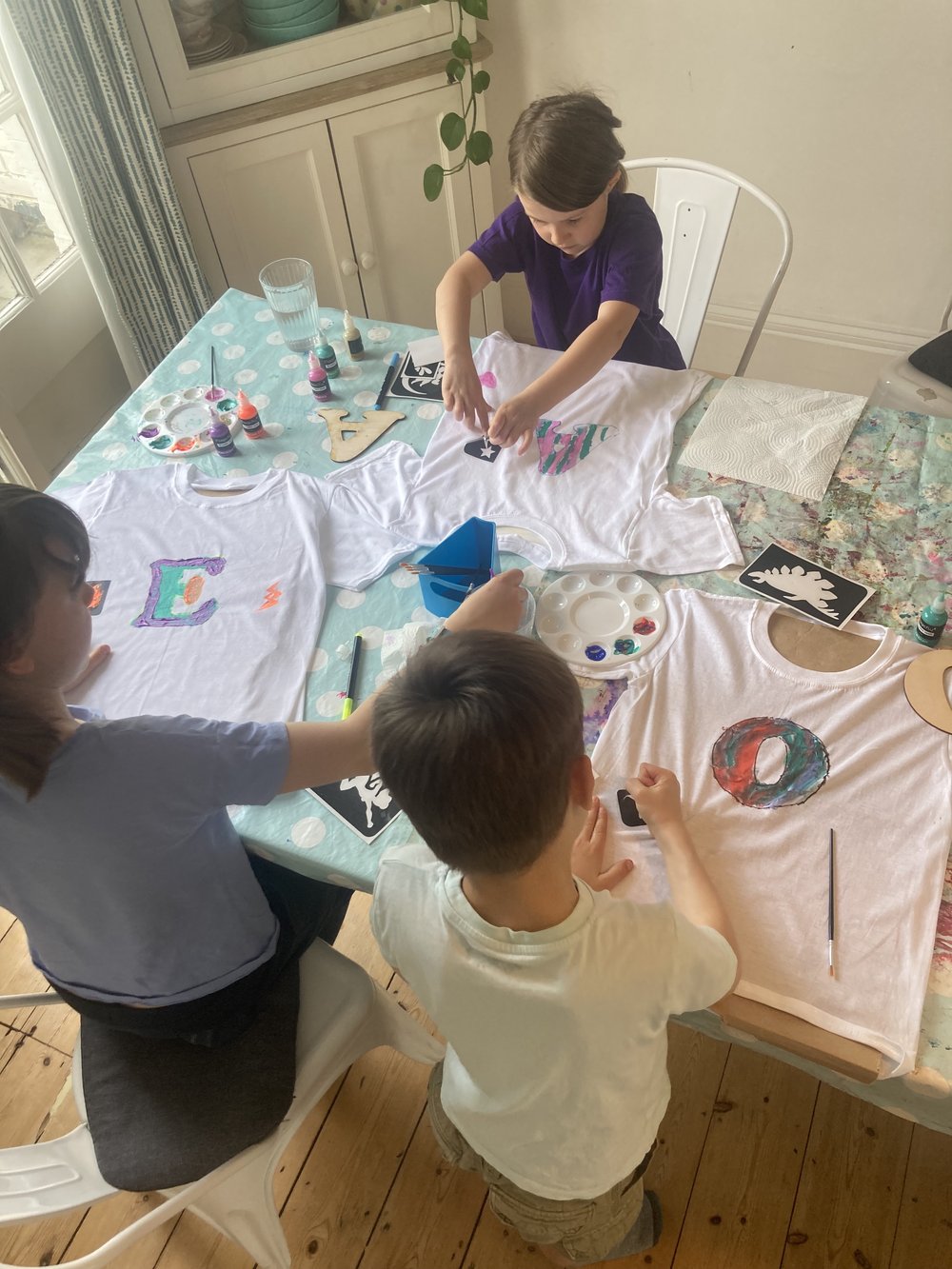 Personalised children's craft and T-shirt painting kits for creative boys  and girls. Best gifts for four year olds plus for Christmas and Birthdays.  One of a kind present for kids that have