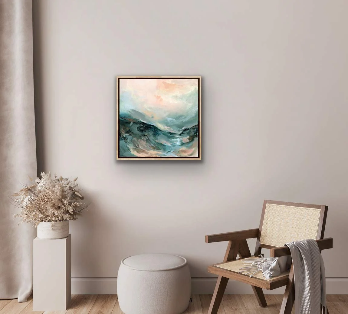 "Mornings Light" abstract landscape art print framed modern wall art