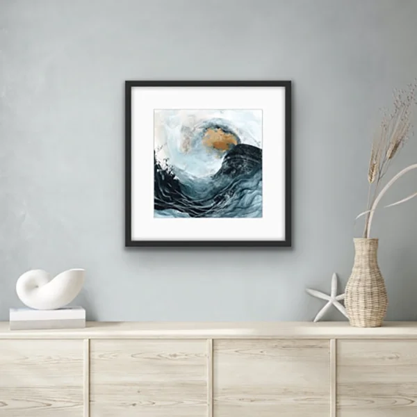 Ocean wave framed decor for coastal inspired bedroom decor