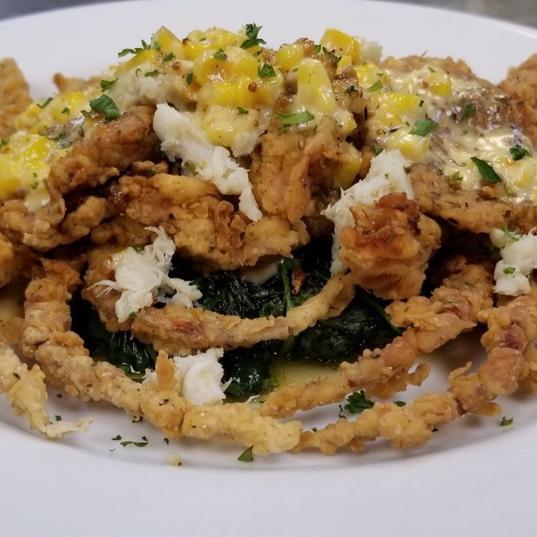 The weekend is looking FABULOUS 😎at Patio. You don&rsquo;t want to miss out on this feature!! Our new Soft Shell Crab 🦀 with Corn 🌽 Cream Sauce is making its debut!