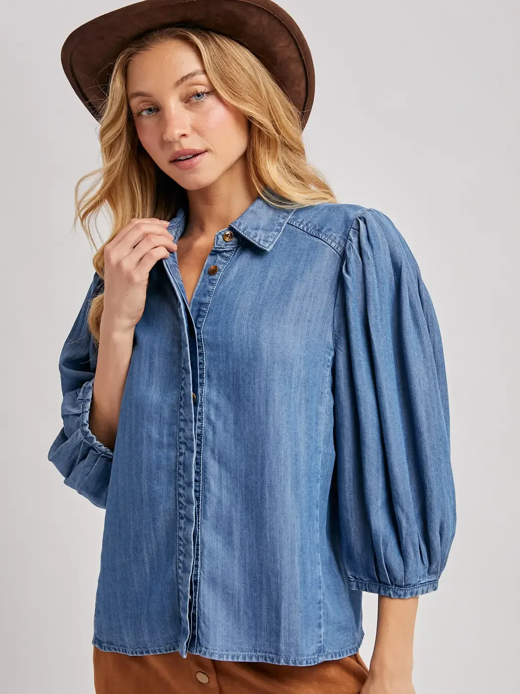 Sophia Denim Puff Sleeved Shirt