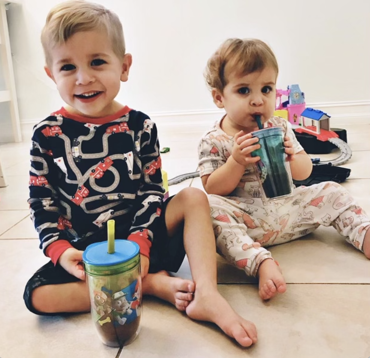 Children drinking smoothies