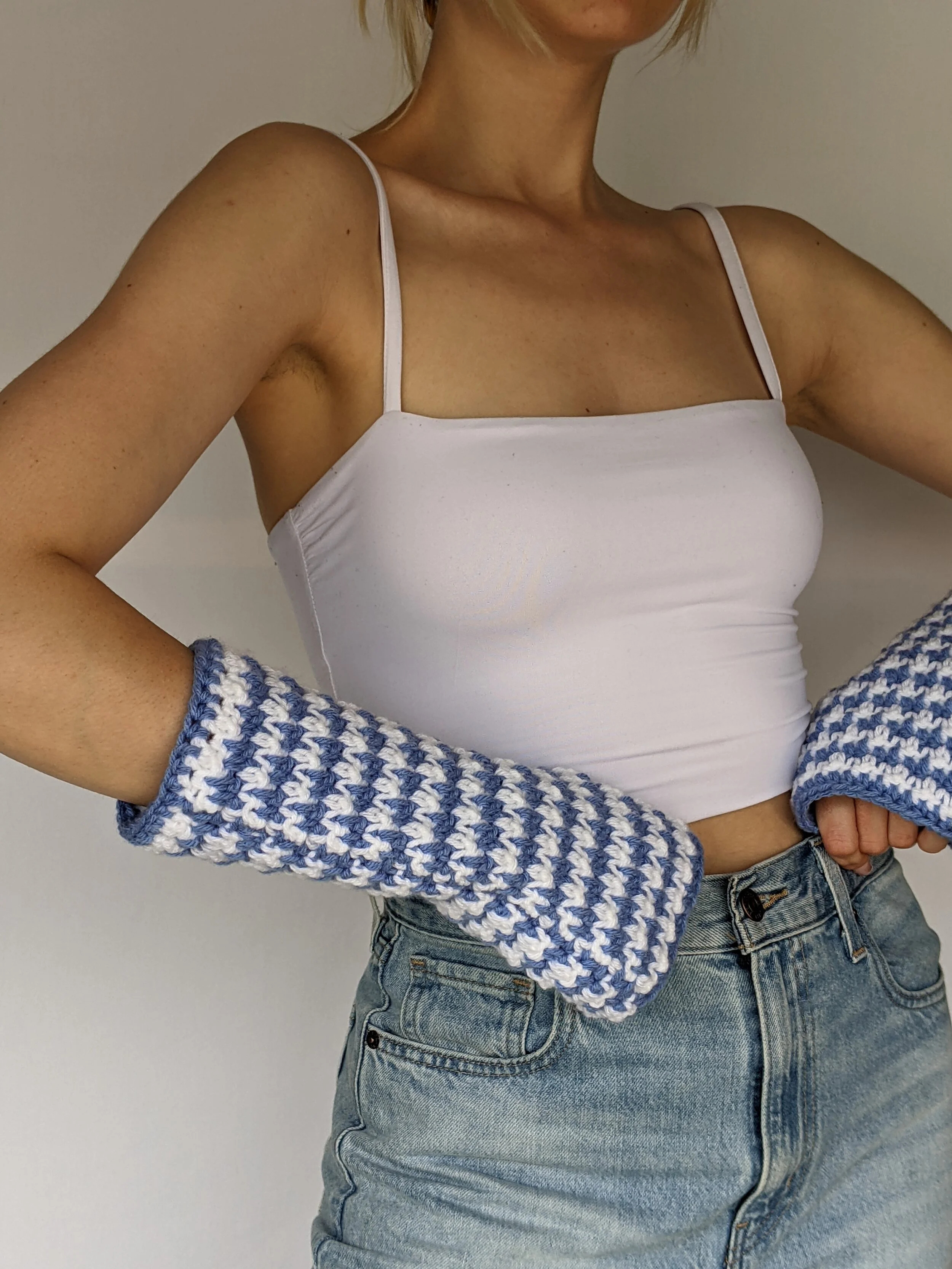 houndstooth stitch fingerless gloves crochet pattern