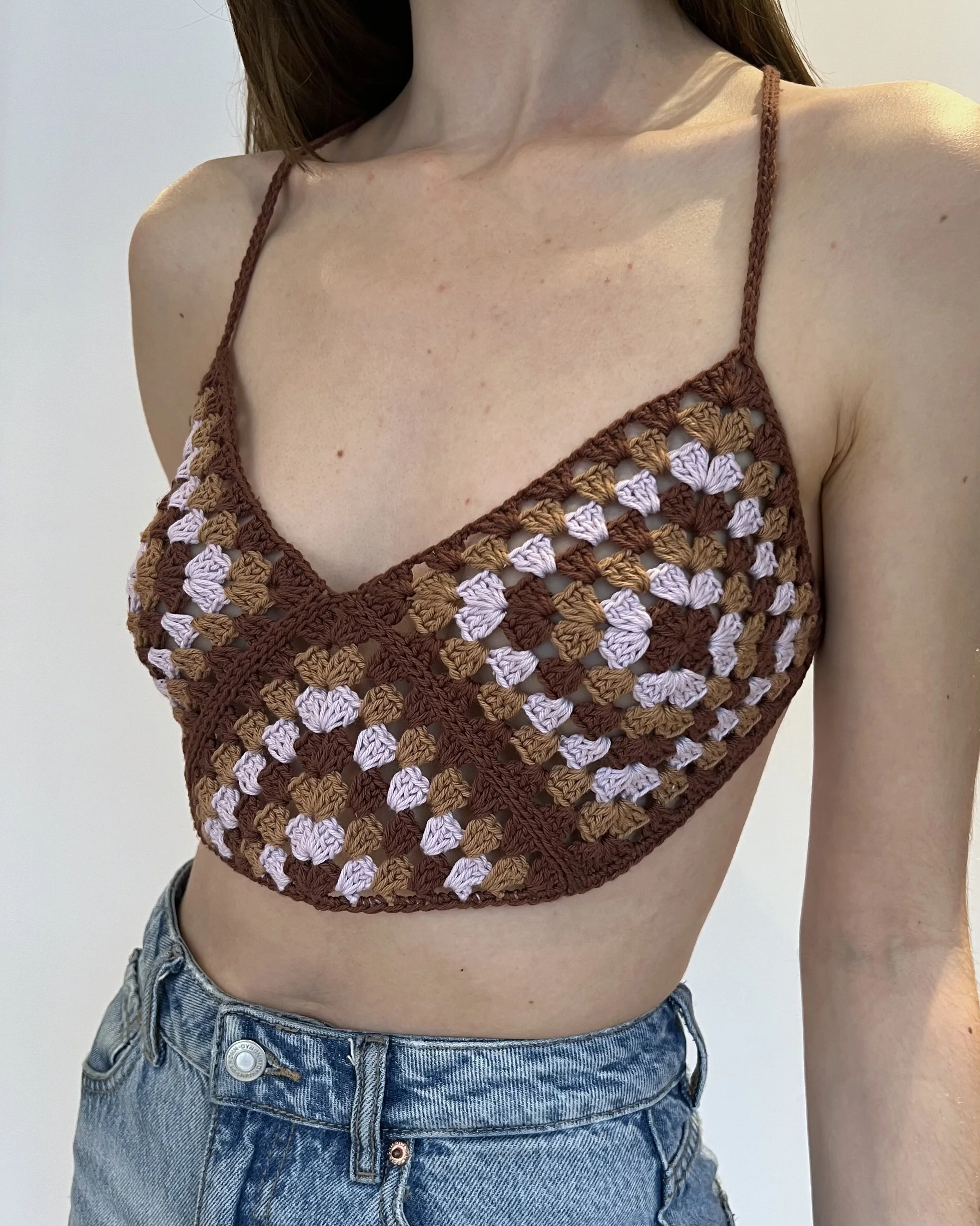 granny square crop top bra crochet pattern