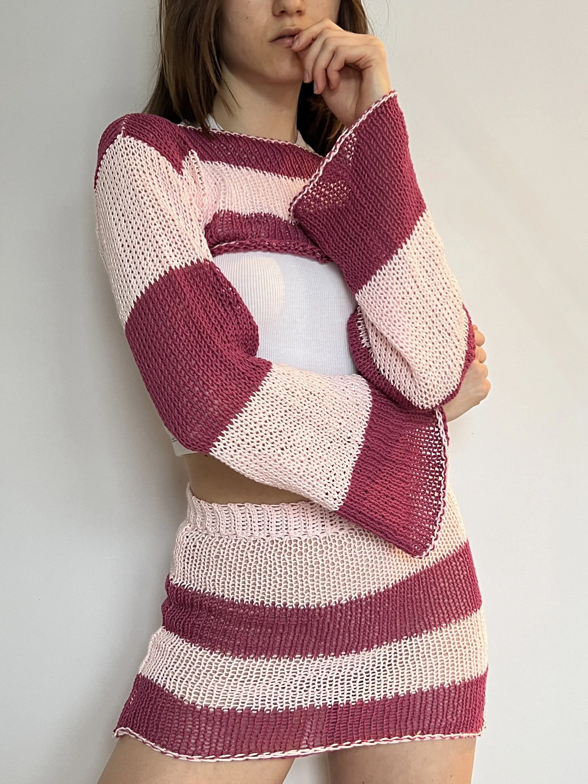 pink two-toned ultra-cropped set