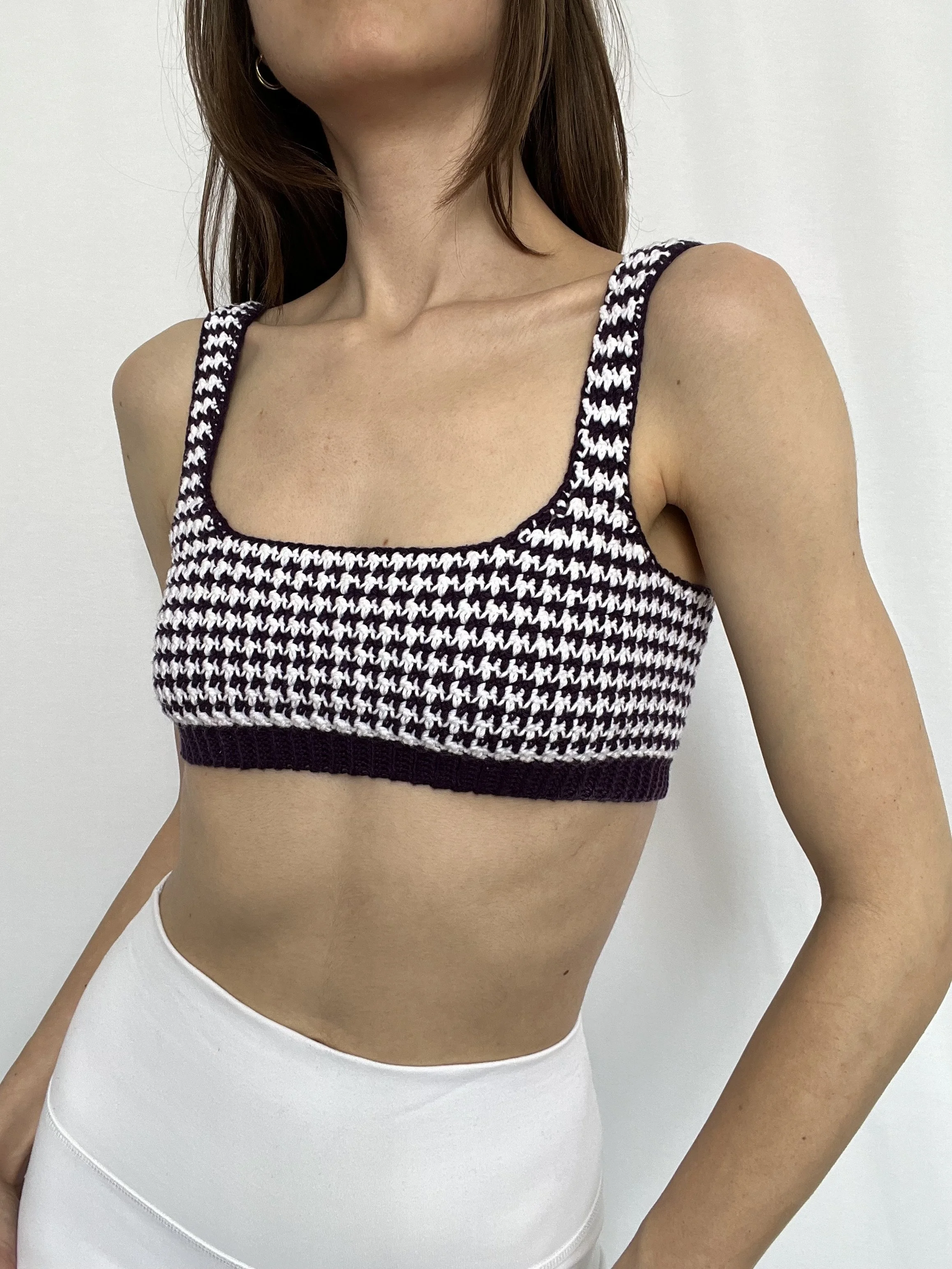 houndstooth stitch crop top bra crochet pattern