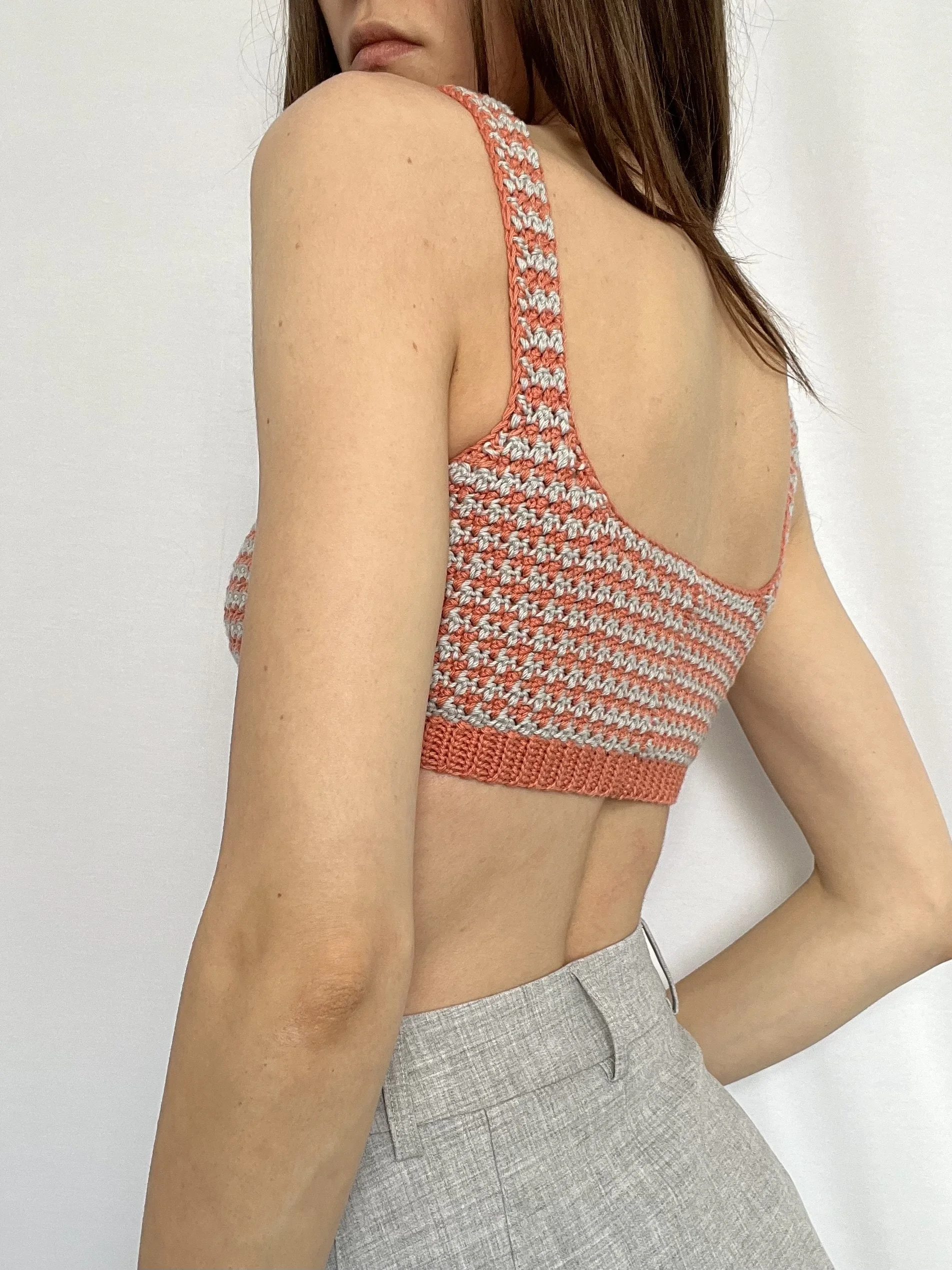houndstooth stitch crop top bra crochet pattern