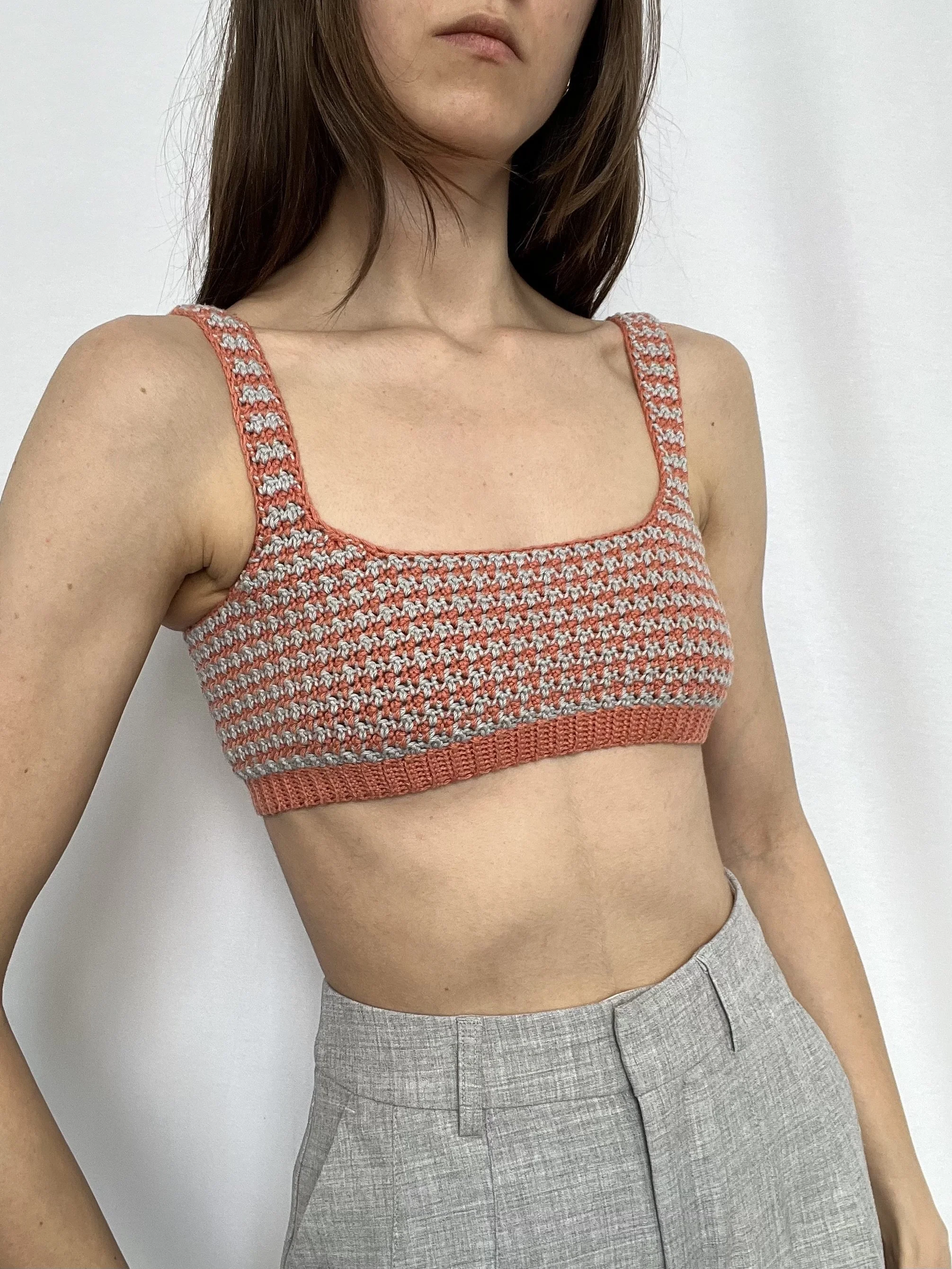 houndstooth stitch crop top bra crochet pattern