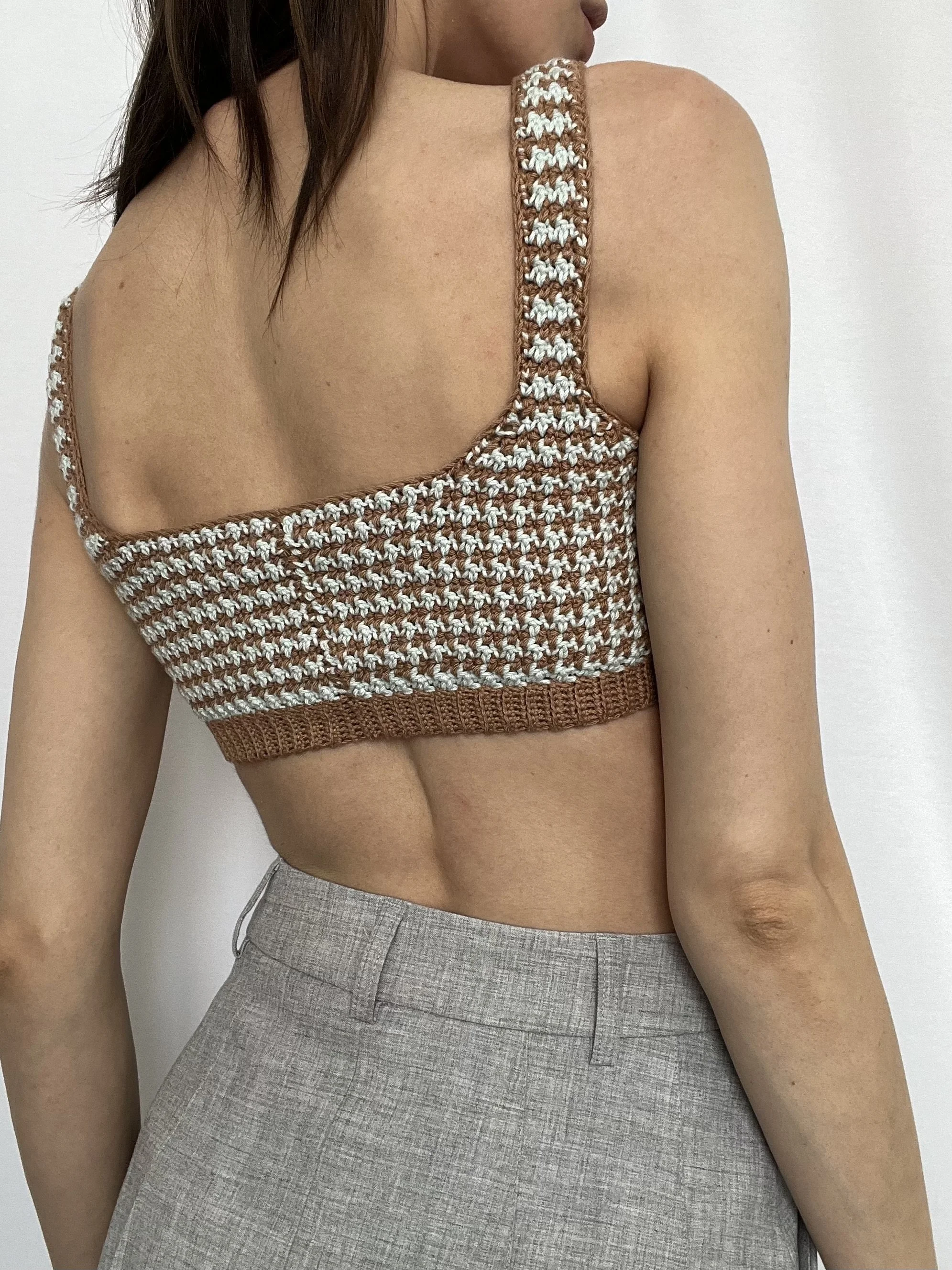 houndstooth stitch crop top bra crochet pattern