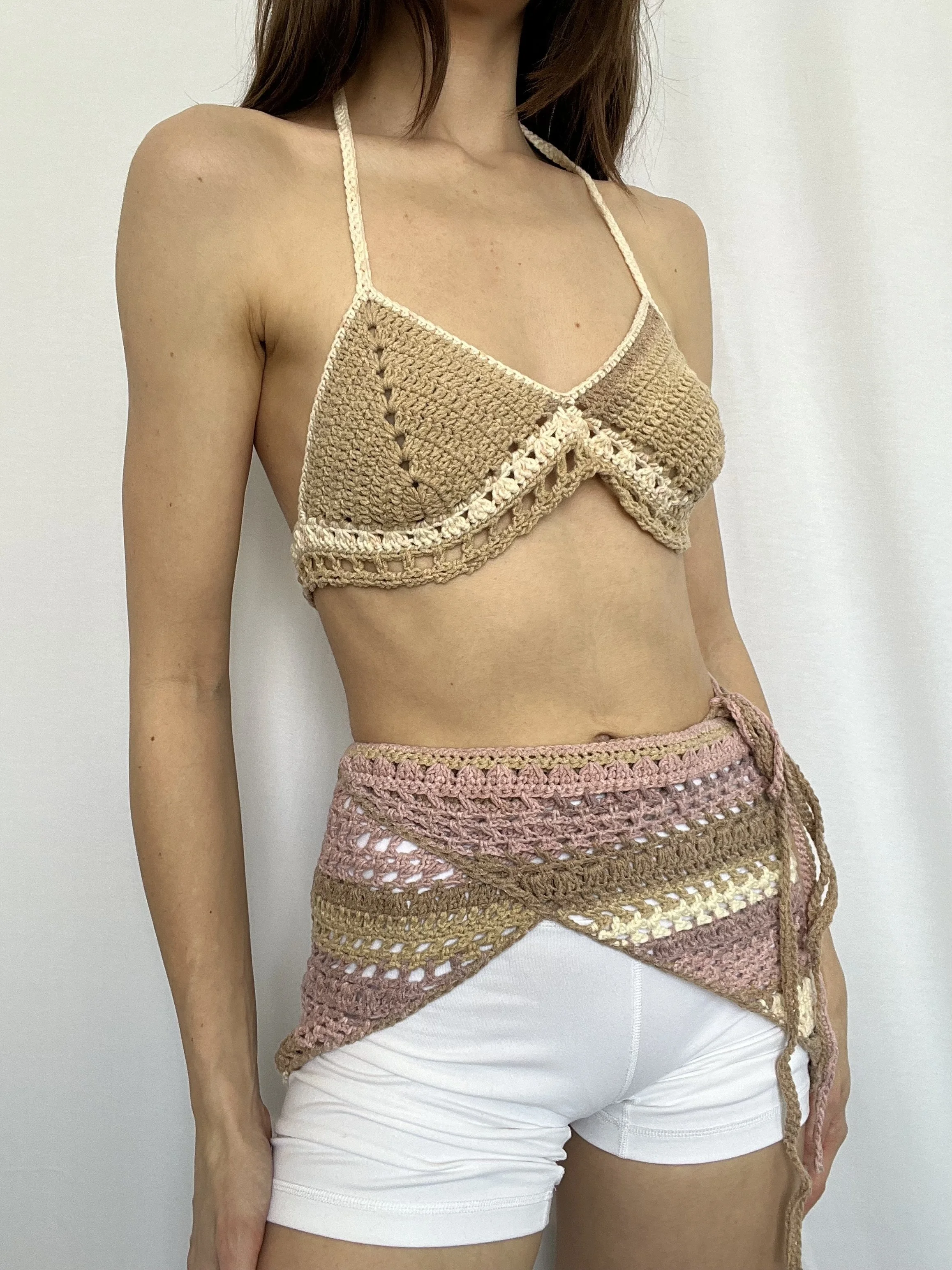 earth tones beach bra and skirt wrap