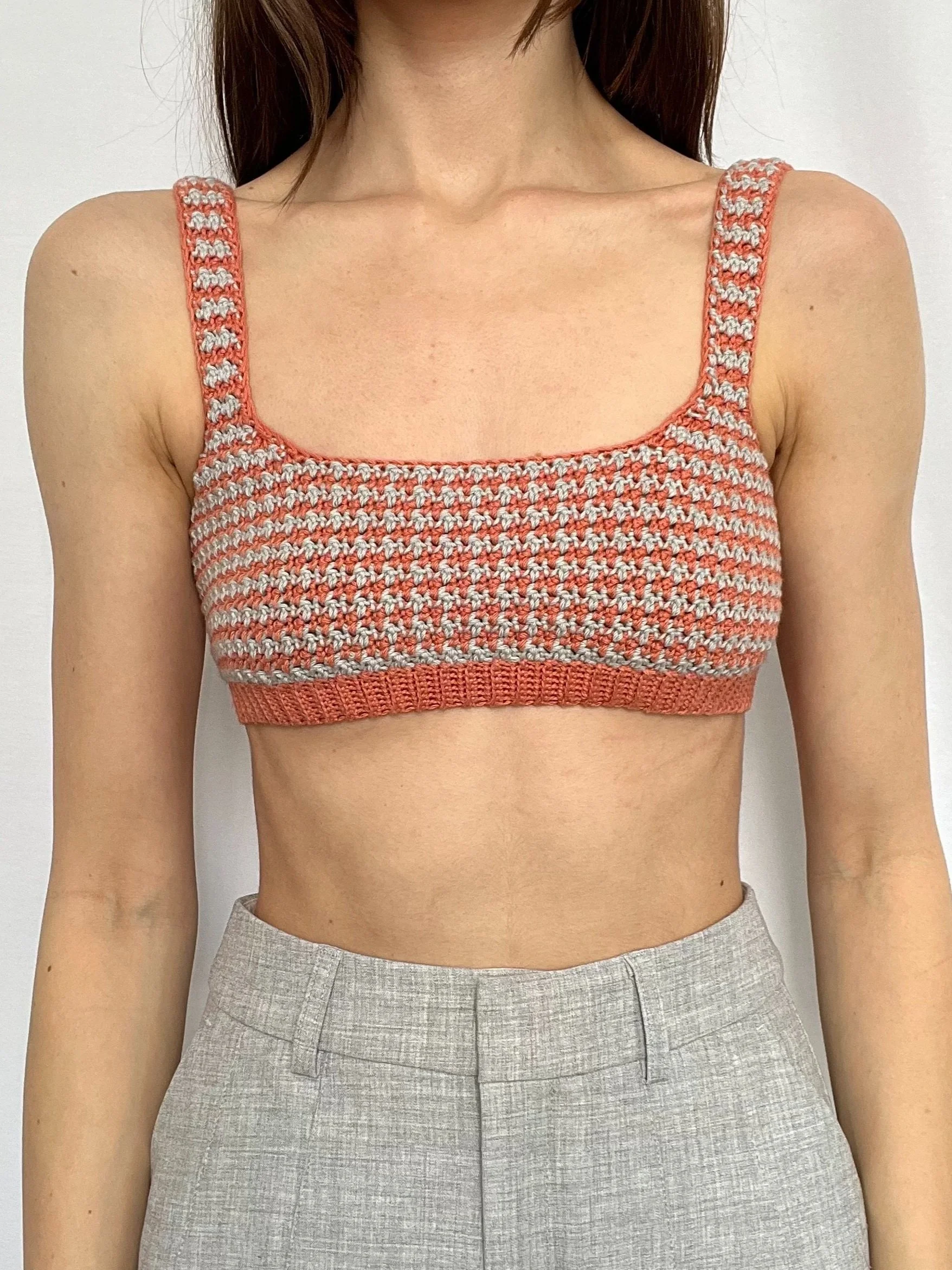 houndstooth stitch crop top bra crochet pattern