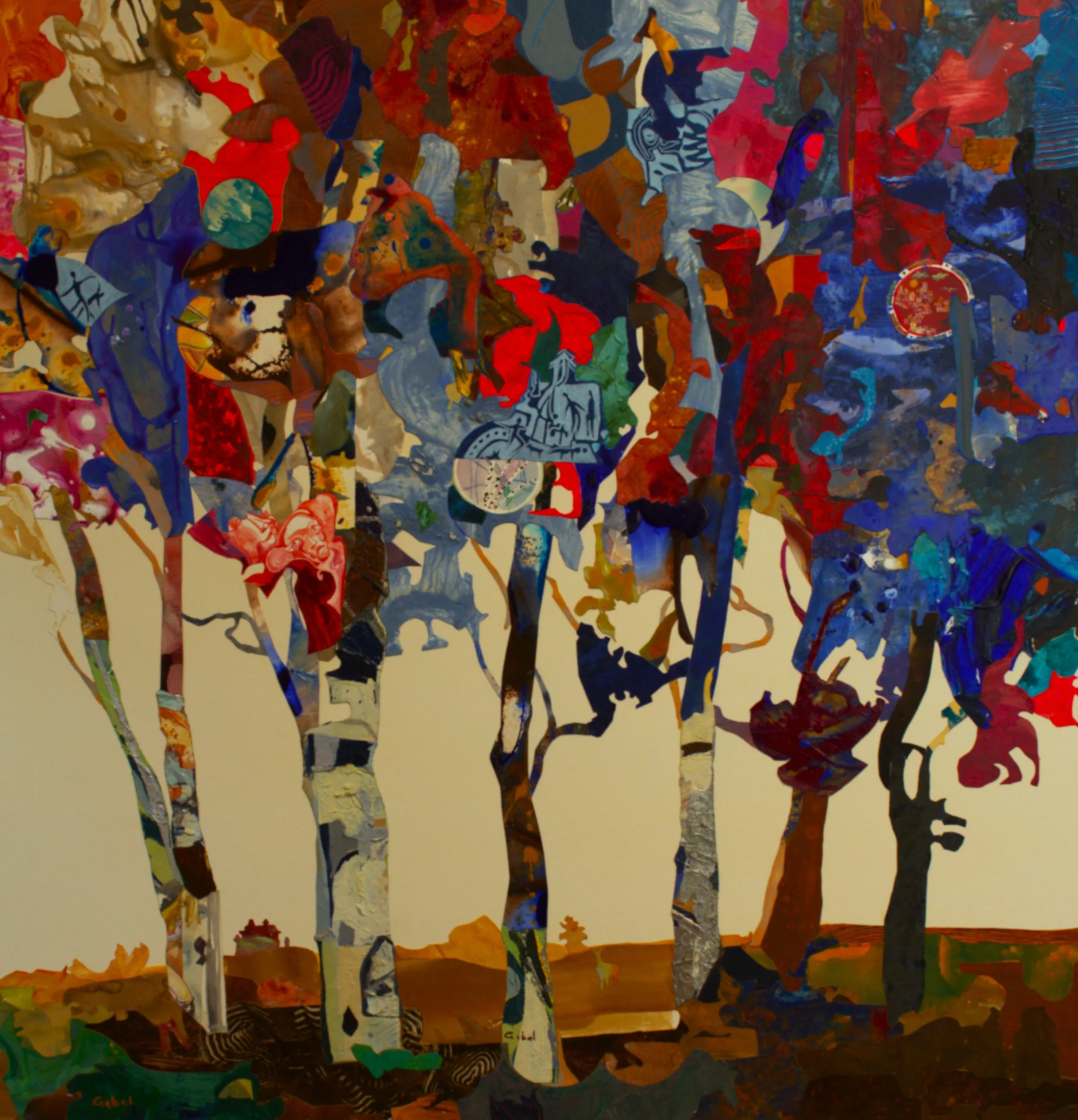 Wood's Edge
50"x40"
mixed media collage