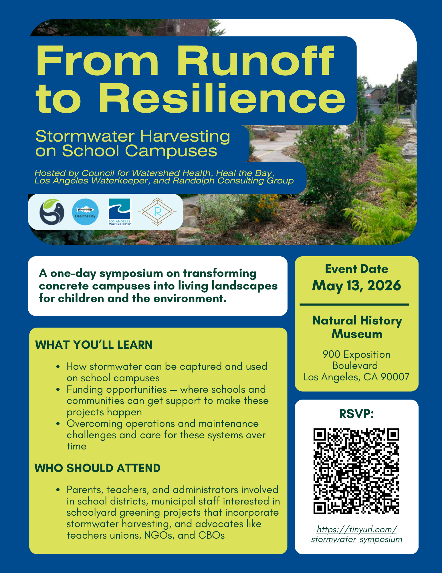 Runoff to Resilience Symposium: Stormwater Harvesting on School Campuses