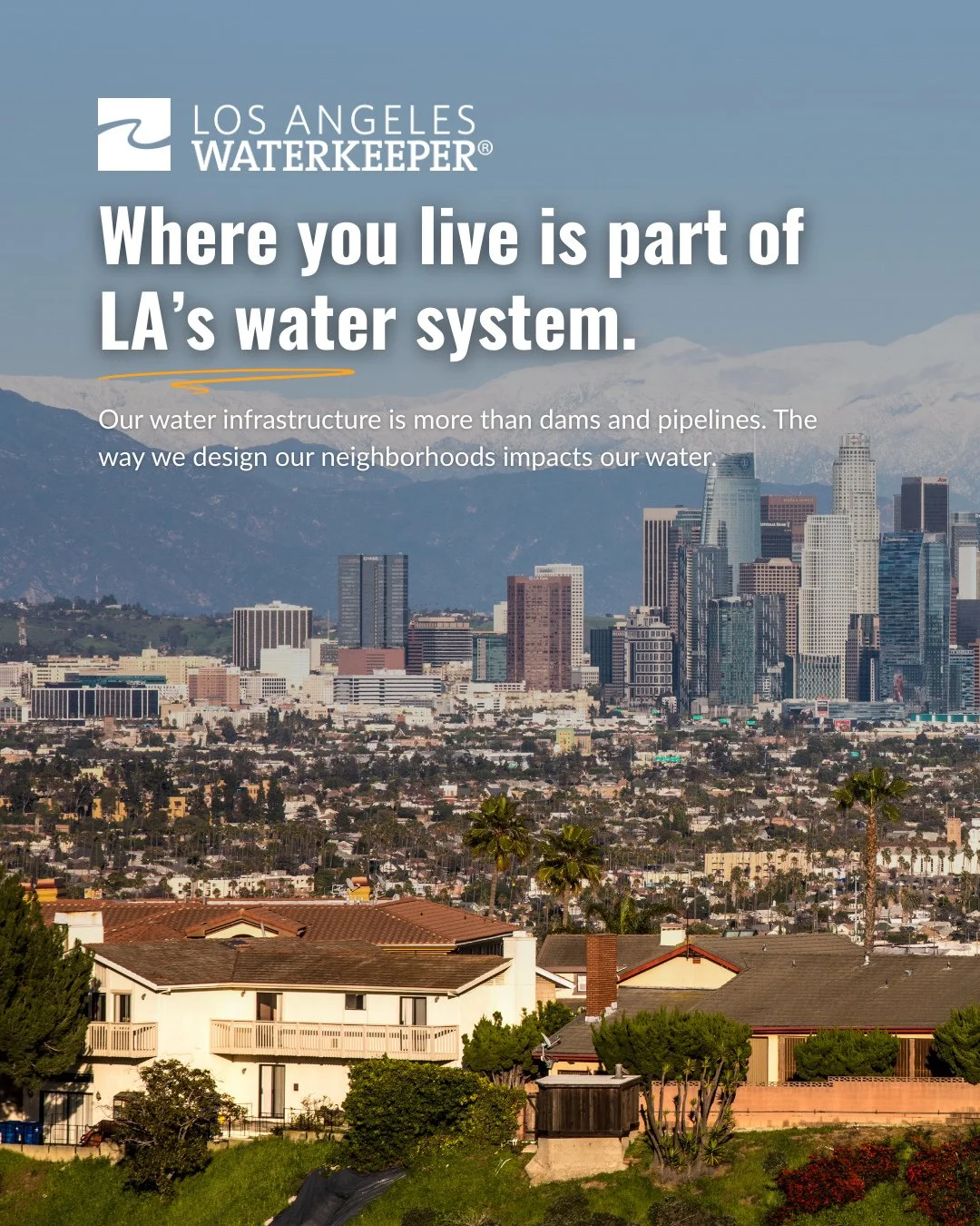 Your sidewalk is a key part of LA&rsquo;s water system. 🏘️💧⁠
⁠
So is your driveway, your roof, your schoolyard, your parking lot, and more.⁠
⁠
The way we design these spaces matters. While gray neighborhoods move water straight into our storm drain