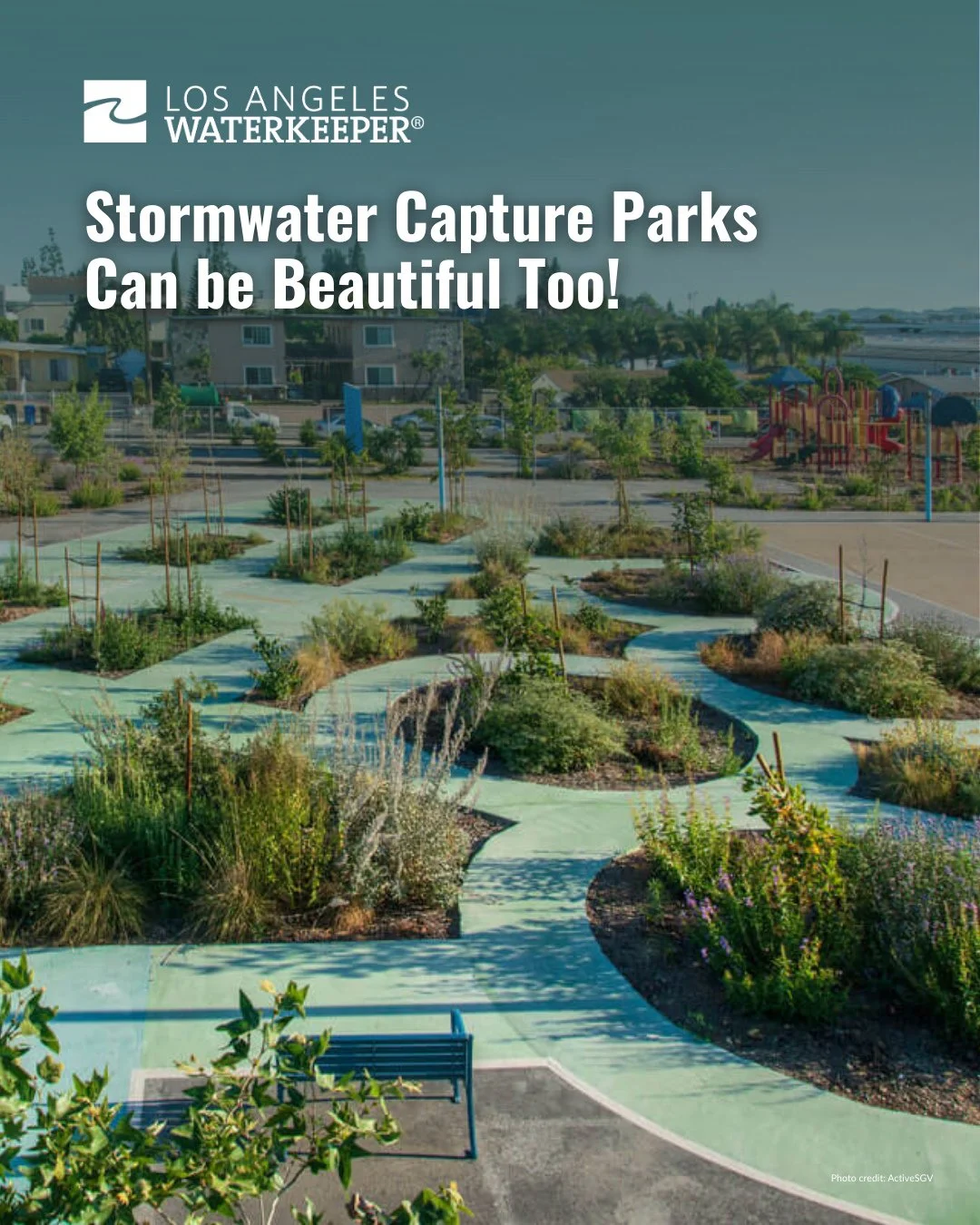 Look how cute stormwater capture and urban greening parks can be! 🌱💧⁠
⁠
Modern green water infrastructure looks like parks, shade, plants, and places people can enjoy, all while protecting our waterways!⁠
⁠
These places are nice to look at, sure, b