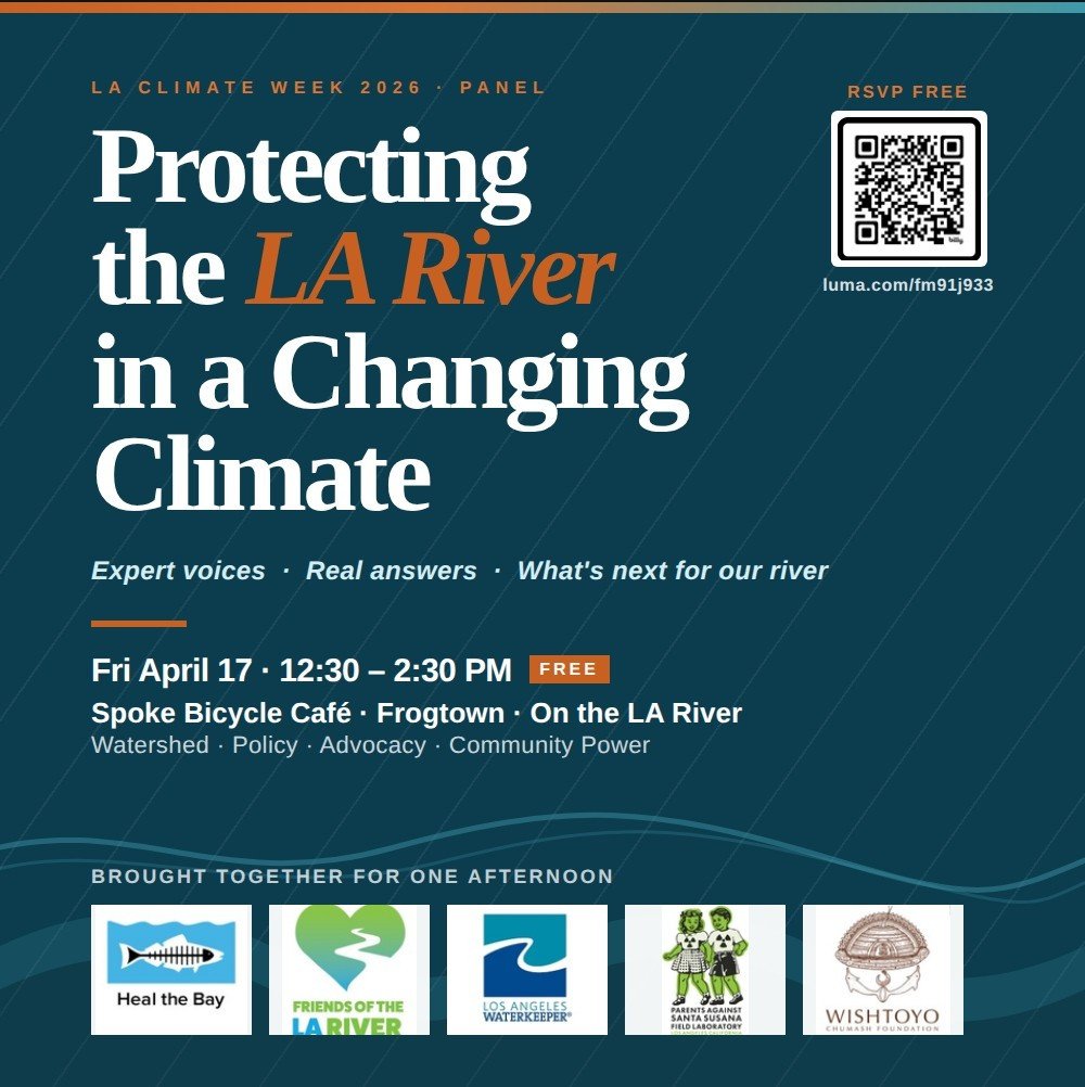 Join us Friday, April 17 (12:30&ndash;2:30 PM) at Spoke Bicycle Caf&eacute; for a special LA Climate Week event exploring how we can protect the LA River in a changing climate.⁠
⁠
The panel will dive into the river&rsquo;s critical role in LA&rsquo;s