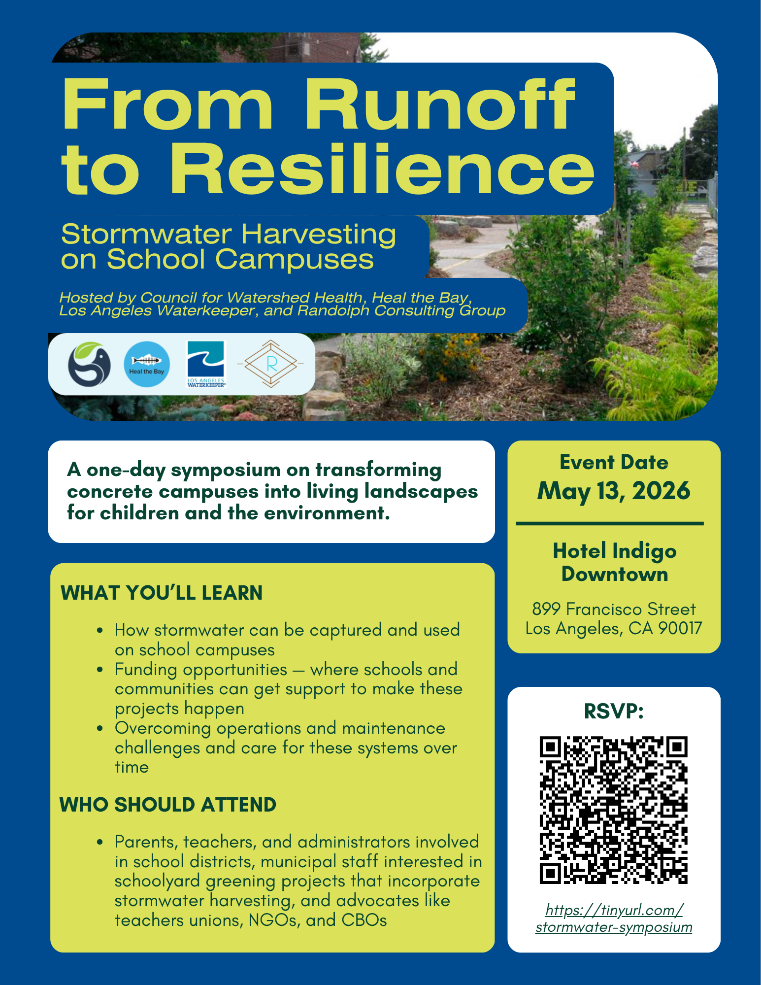 Runoff to Resilience Symposium: Stormwater Harvesting on School Campuses