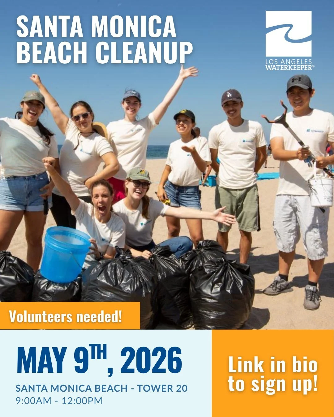 Happening this Saturday! Join us at our Santa Monica Beach Cleanup and take a vital step towards preserving marine life and safeguarding the beauty of our coastal ecosystems. 

Key Details:
🗓️ Saturday, 05/09/2026
⏰ 9:00am PDT - 11:00am PDT
📍 Santa