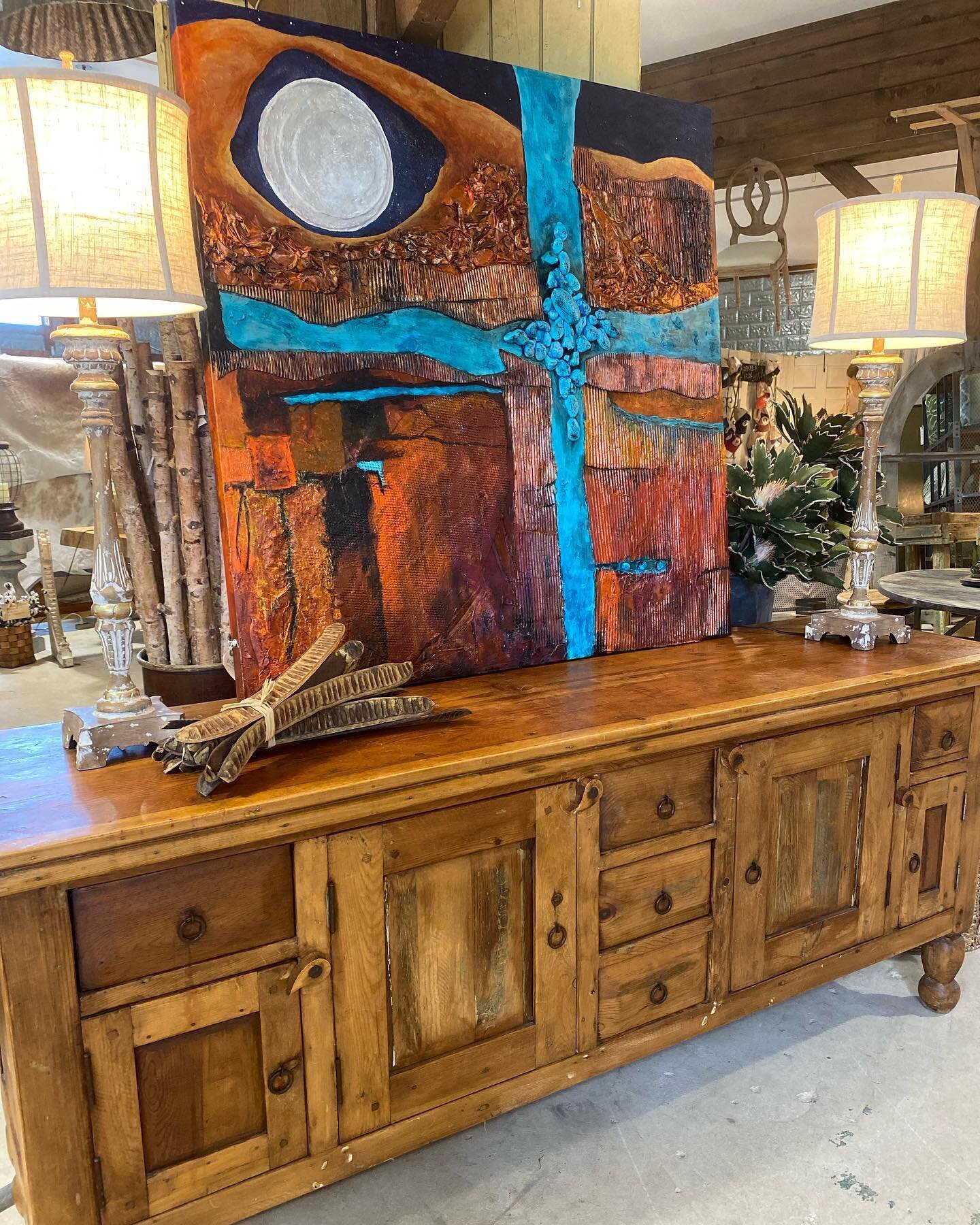 This original multimedia acrylic art piece was composed by local artist William Alexander, retired college administrator.  It is called &ldquo;Sedona Moon&rdquo;, and measures approximately 4&lsquo; x 4&lsquo;. 

We&rsquo;re open Mon-Fri 10-5, Sat 10
