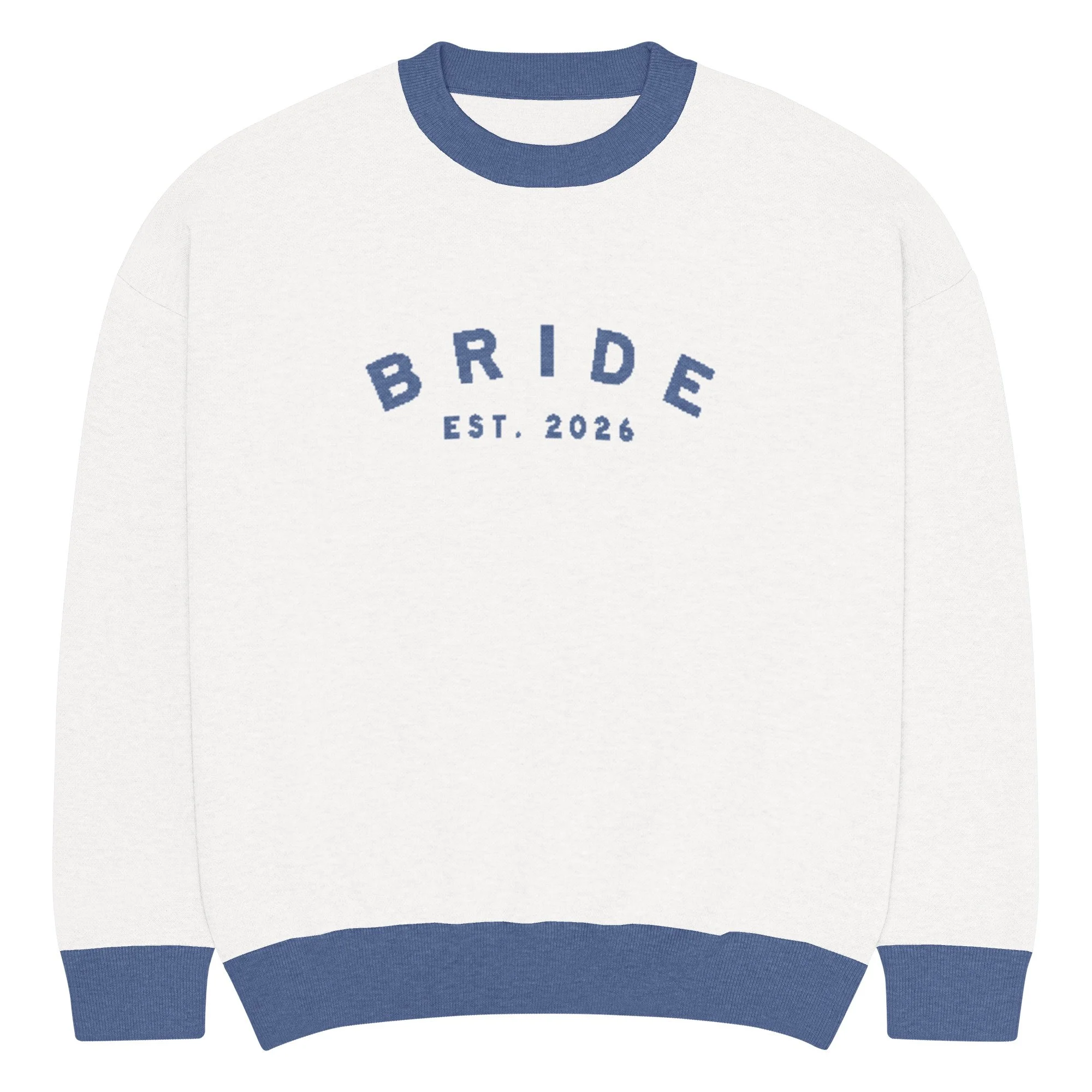 Bride Est. 2026 Knitted Crewneck - White/Blue