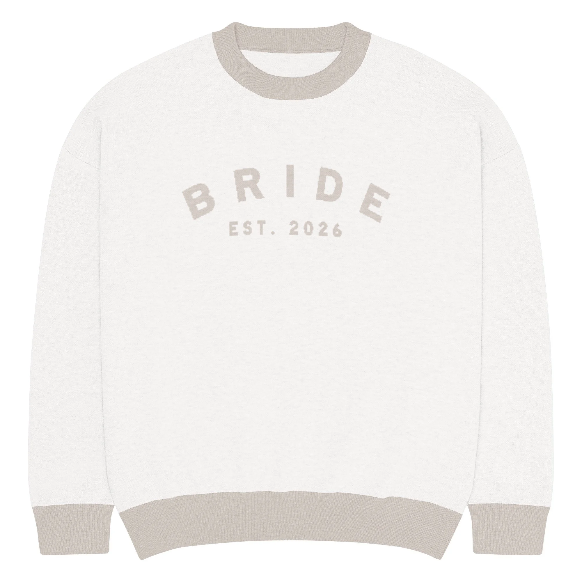 Bride Est. 2026 Knitted Crewneck - White/Sand