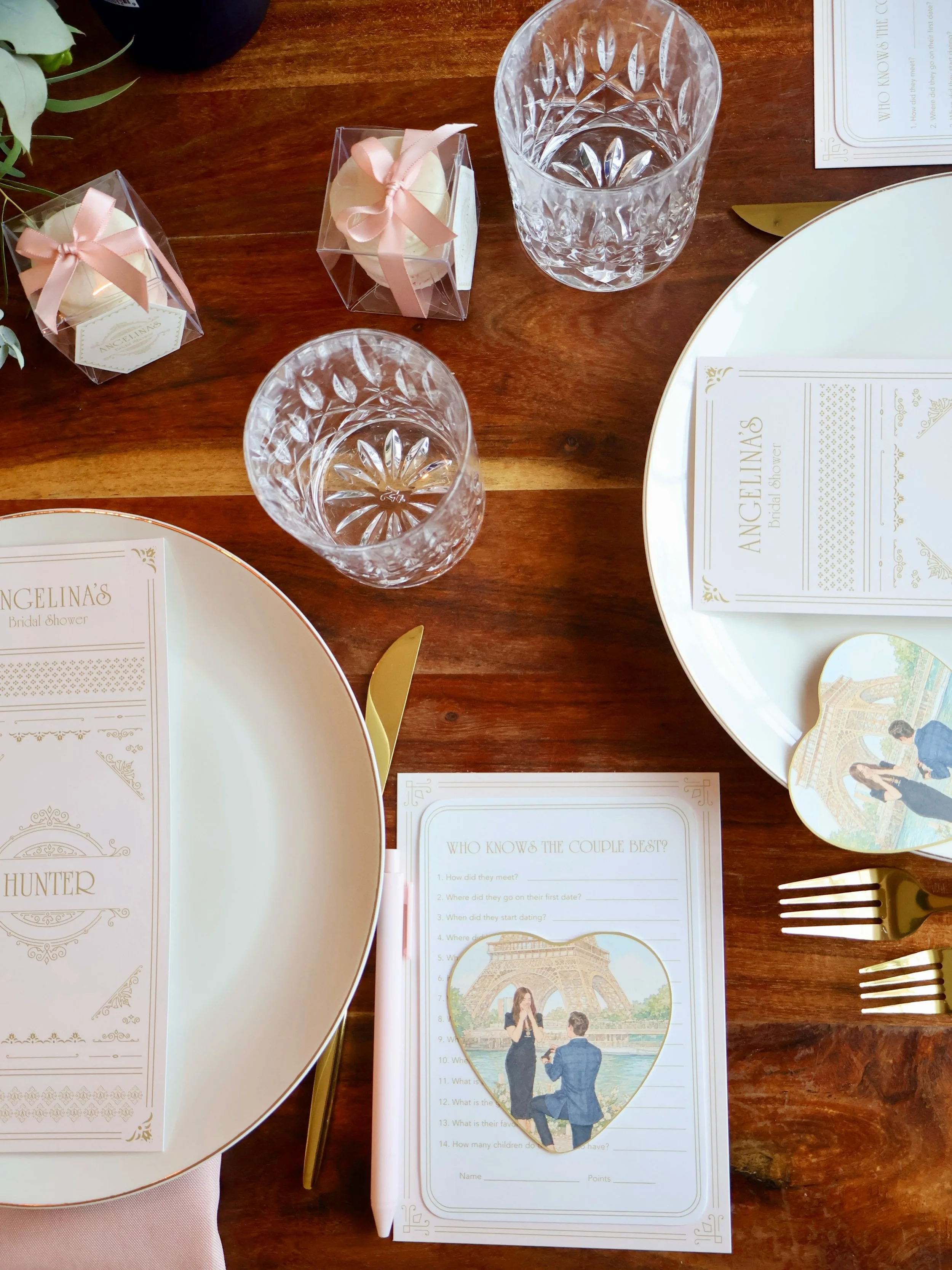 A gorgeous bridal shower for Angelina 💕

Since Angelina &amp; Jake got engaged in Paris, an @angelina_paris theme couldn&rsquo;t have been more perfect 💗

by @amandamarie.studio: seating chart, personalized menus, table numbers, stationary stack fo