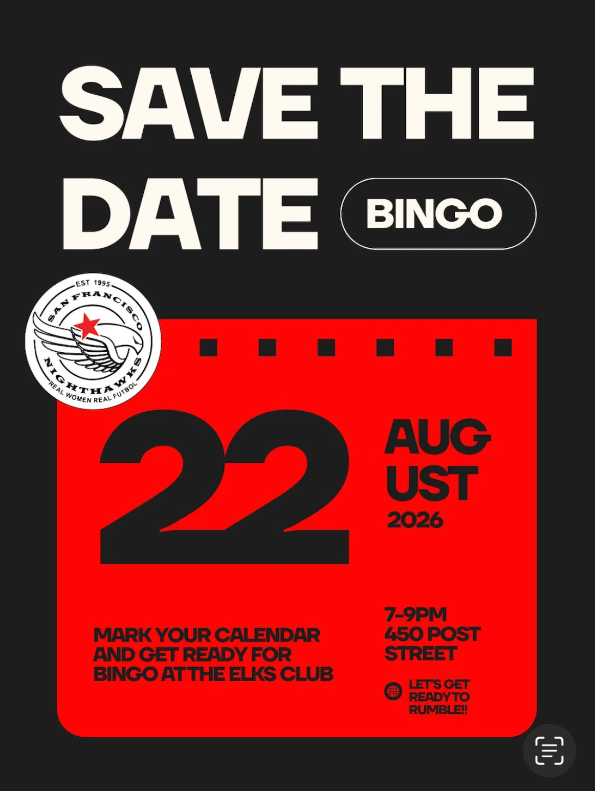 Bingo Night! Aug 22nd from 7-9pm @ 450 Post St