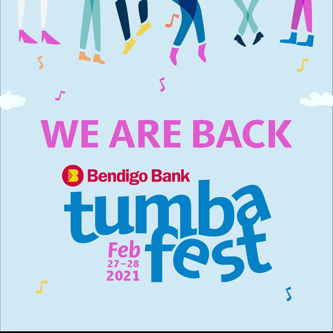 WE'RE BACK....

2021 @bendigocb_tumbarumba Tumbafest is back on! Mark your calendars for 27-28 February.

We will of course be adhering to the latest government advice and updates will be posted to the website soon.

@chocolatestarfishband and @hurri