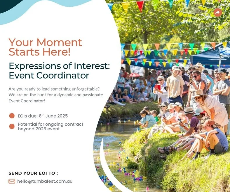 📣 Tumbafest 2026 &ndash; Expressions of Interest: Event Coordinator 
Your moment starts here. ✨

Are you ready to lead something unforgettable? 😍

Tumbafest is on the hunt for a dynamic, driven, and creative Event Coordinator to take the reins for 