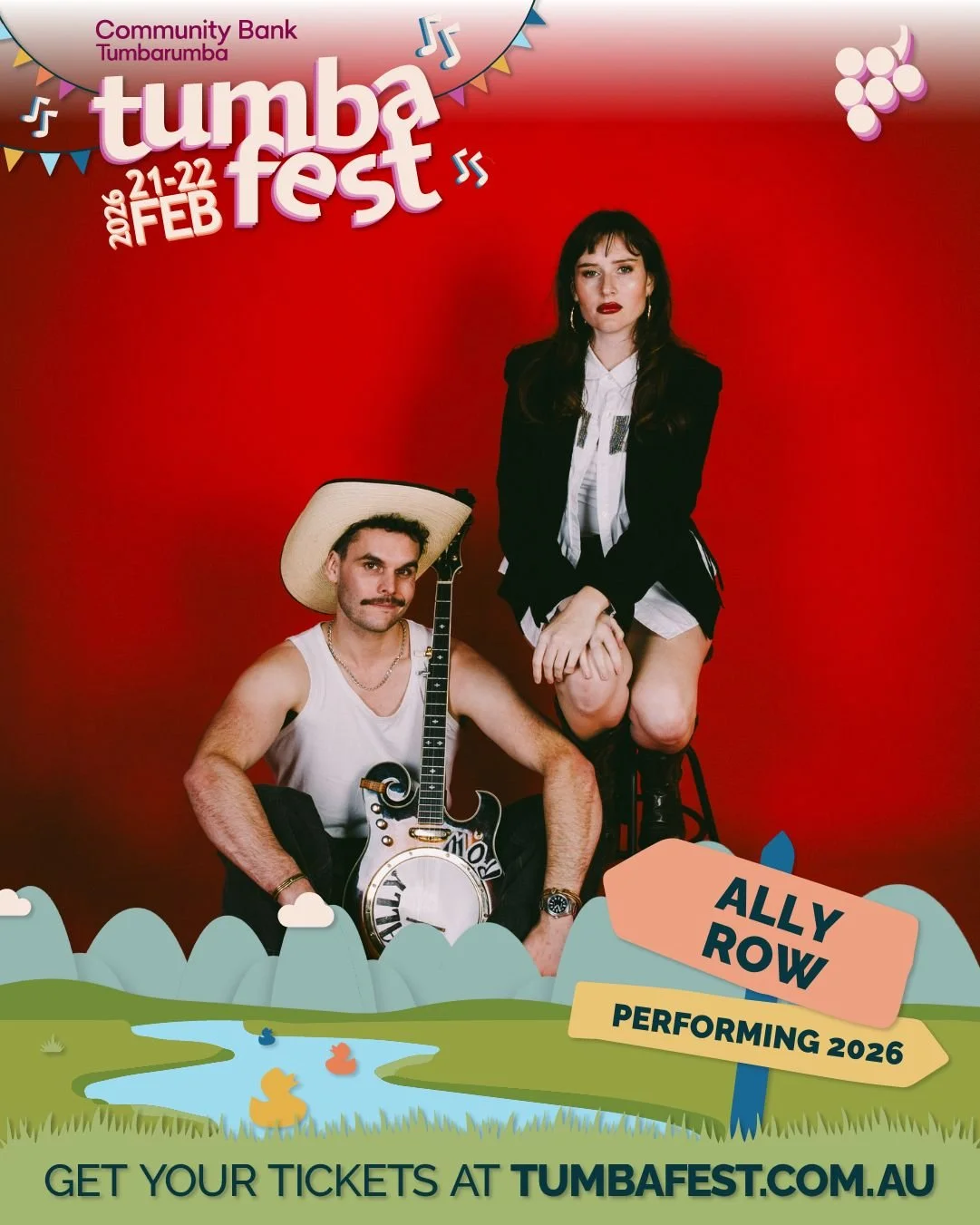 🎶 Performer Highlight 🎤

@ally_row_ is a high-energy folk-rock duo from Gippsland, who burst onto the indie alt-country scene just a few short years ago with the delightful debut, &lsquo;why do I care&rsquo;.
The duo of Alice Fitzgerald and Rowan S