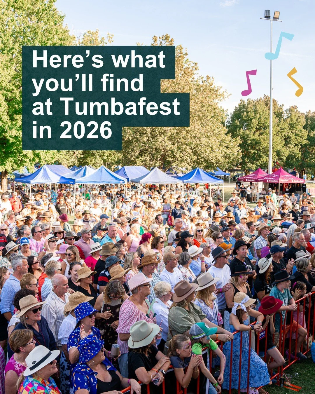 Never been to Tumbafest? You&rsquo;re in for a treat!

Here&rsquo;s what you&rsquo;ll find once you walk through the gate: 
 
🎶 An incredible line-up of Australian artists on stage including throw-backs, up-and-comers and local faves. 

🥂 Local win