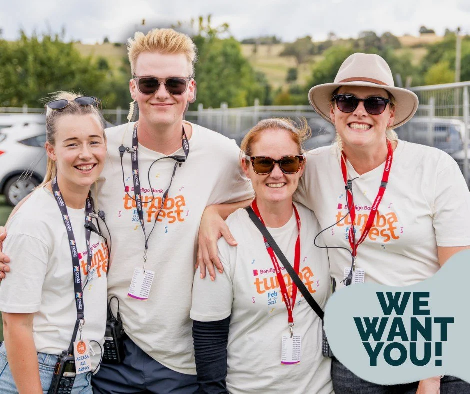 ✨ Be part of the magic behind Tumbafest ✨

From setting the scene to lending a hand when it matters most, our volunteers are what make the weekend happen! 

If you&rsquo;re keen to get involved, meet great people, and help bring one of Tumbarumba&rsq