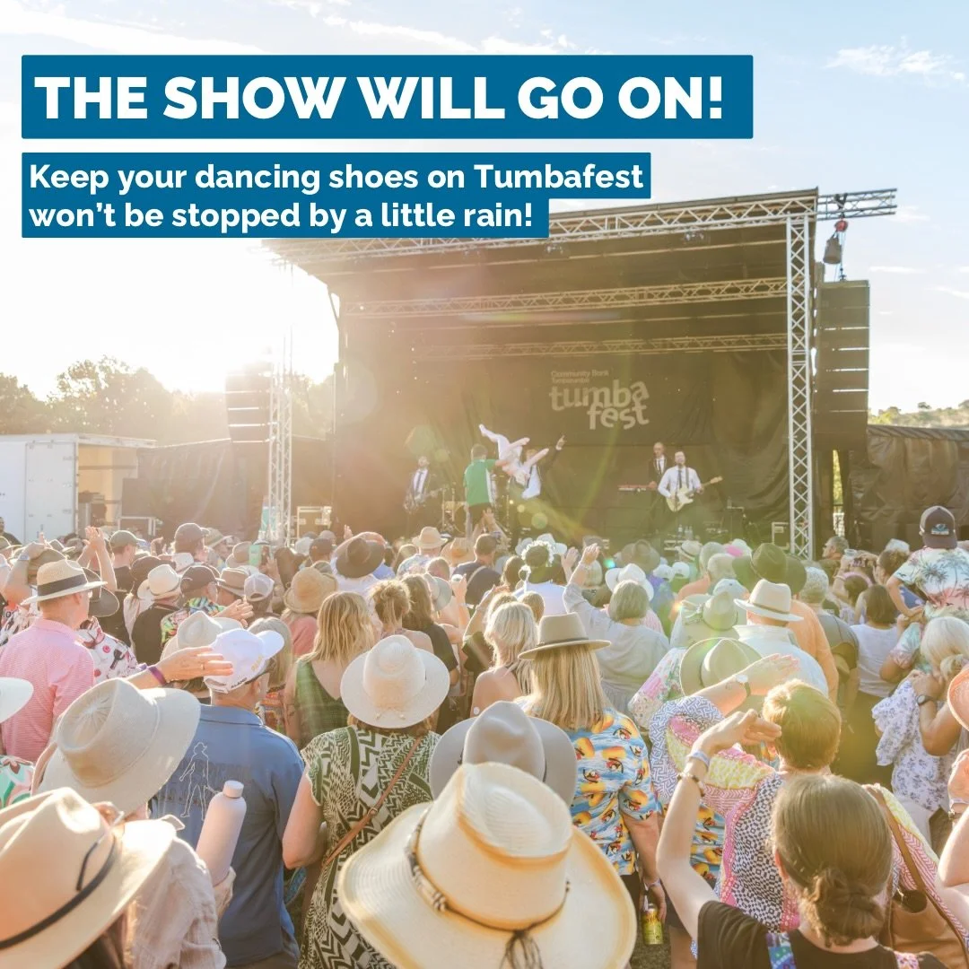 Rain? No worries - Tumbafest rolls on 🌧️🎶

A little weather won&rsquo;t stop the music, the food, or the fun.

Grab your jacket, embrace the vibes, and keep the weekend going with us.

The show will go on!

Keep an eye on our socials for further up